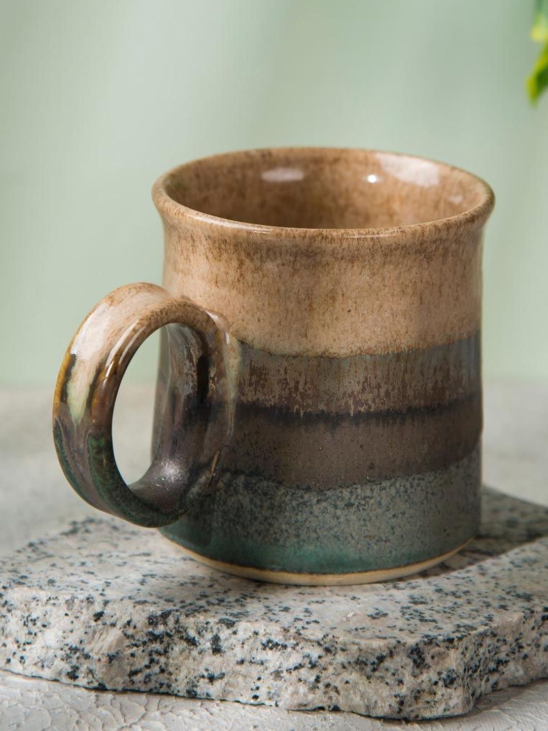 Fabindia Brown Textured Ceramic Glossy Mug-image-26