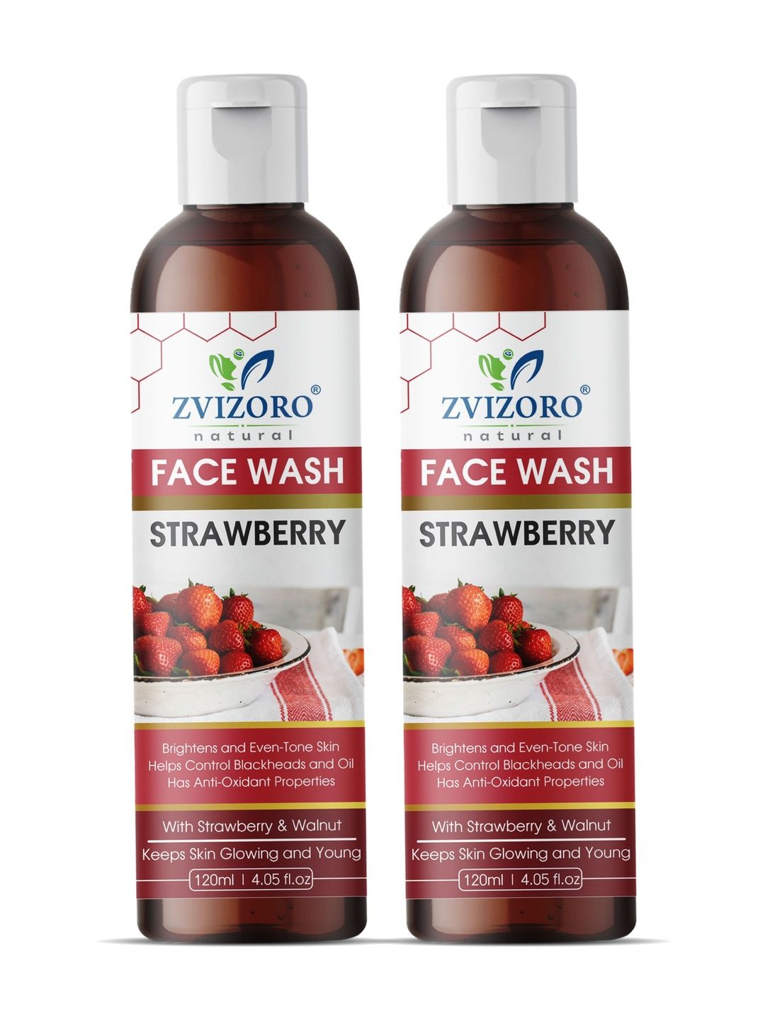 ZVIZORO Set Of 2 Strawberry Face Wash - 120 ml Each-image-32