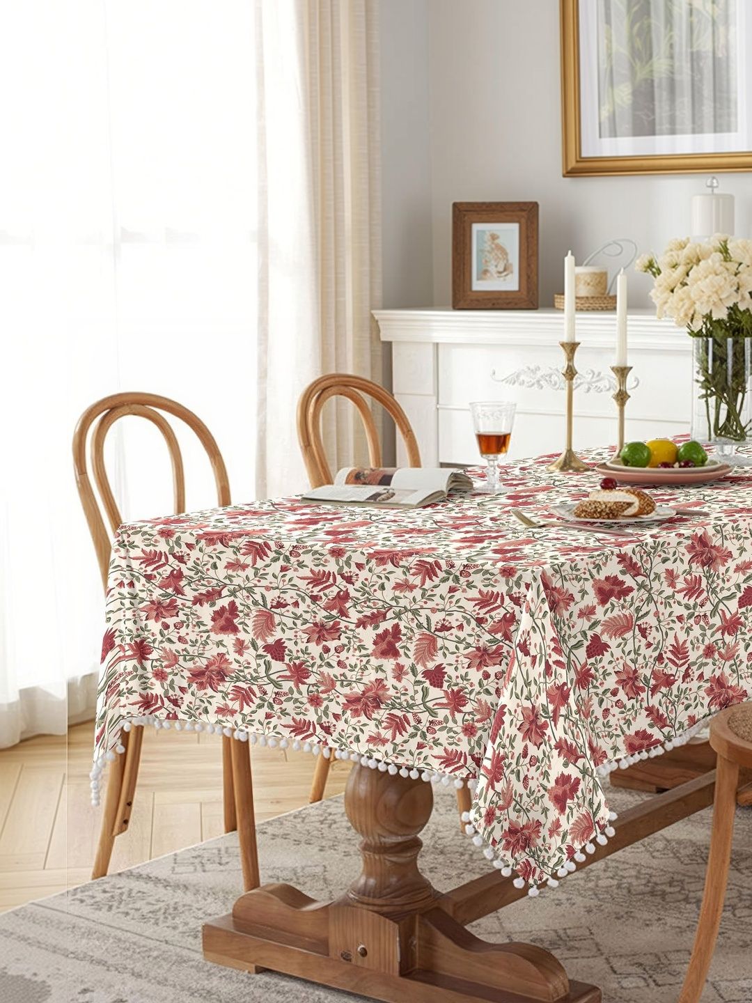 CASABLEU Fuchsia Floral 6-Seater Table Cover-image-8