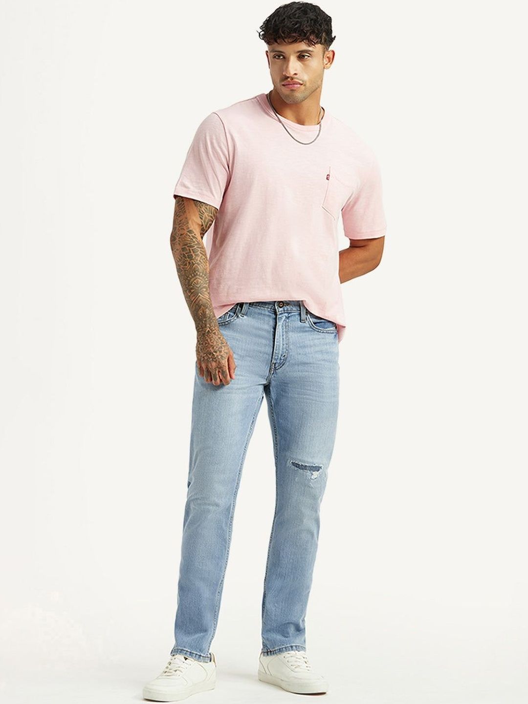 Levis Men Slim Fit Mid-Rise Mildly Distressed Light Fade Stretchable Jeans-picture-37