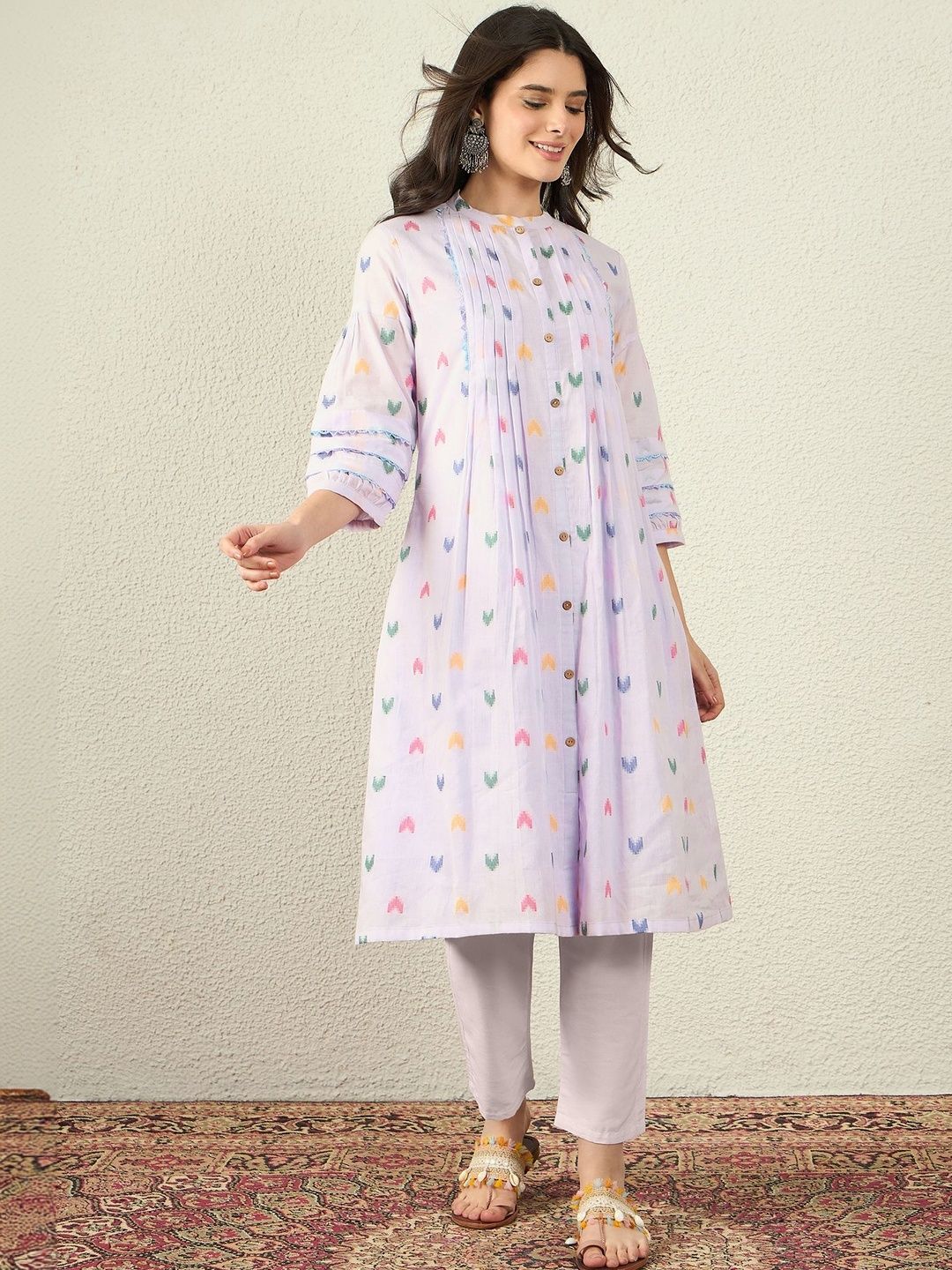 Anouk Women Chevron Printed Thread Work Kurta-picture-20