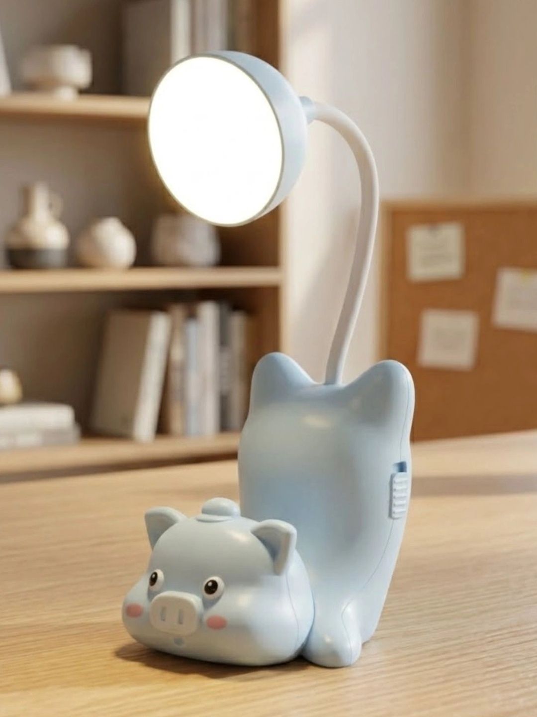 Wonderland Blue Wood Abstract Shaped Table Lamp with Bulb-picture-27