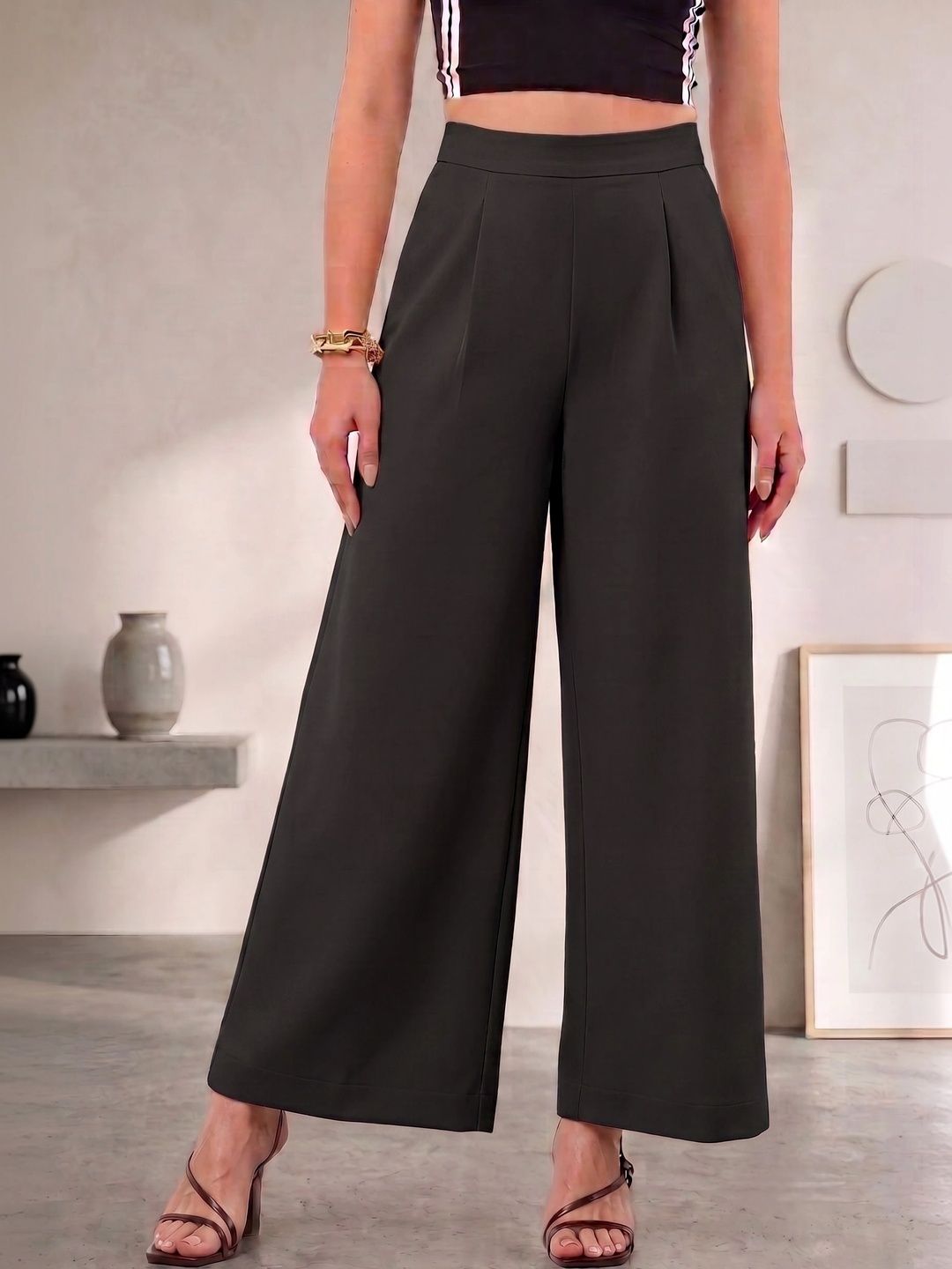 Moirai Women Relaxed Easy Wash Pleated Trousers-picture-52
