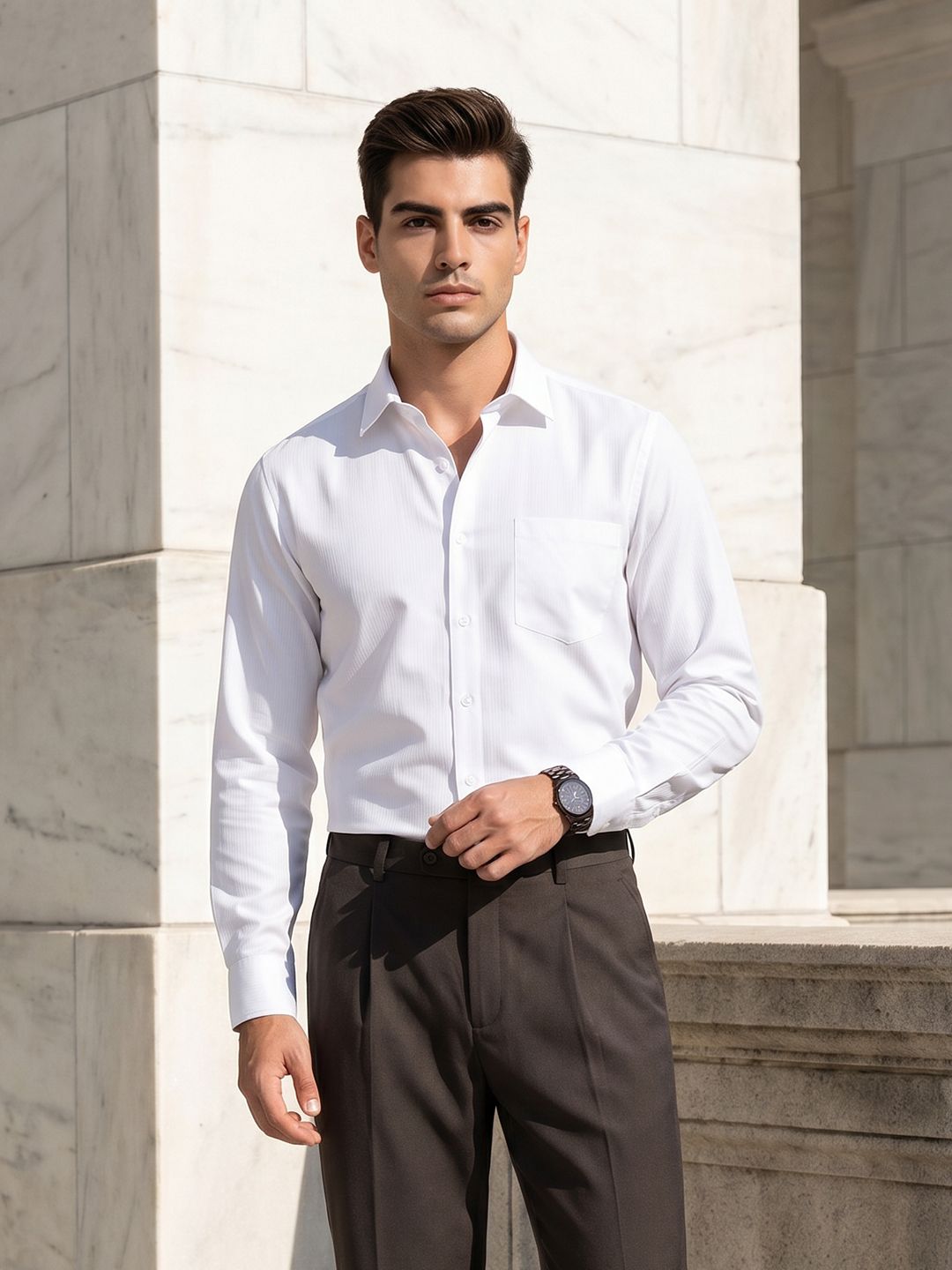 INVICTUS Textured Spread Collar Formal Shirt-picture-27