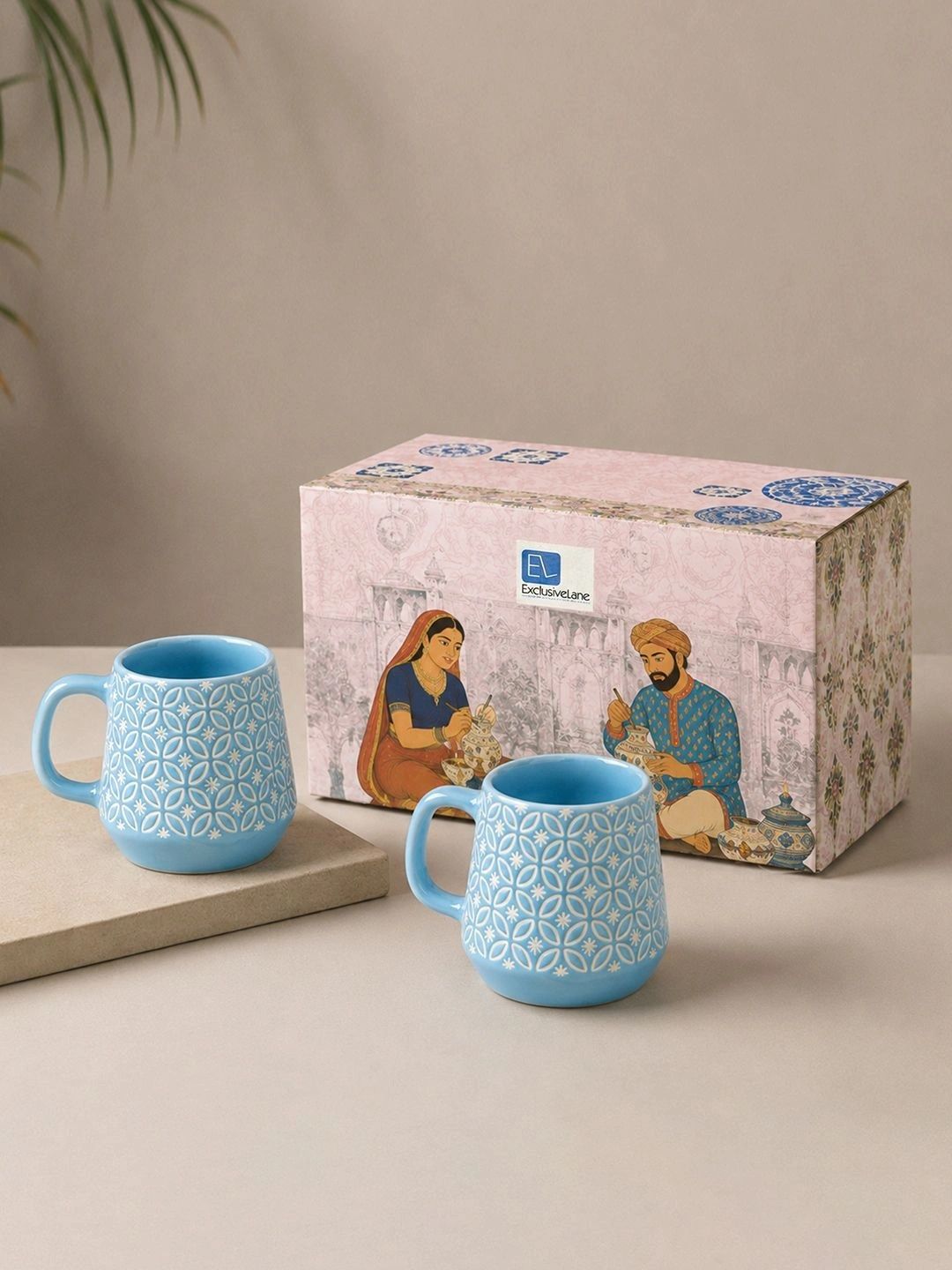 ExclusiveLane Blue & White Geometric Printed Ceramic Glossy Cups Set of Cups and Mugs-image-25