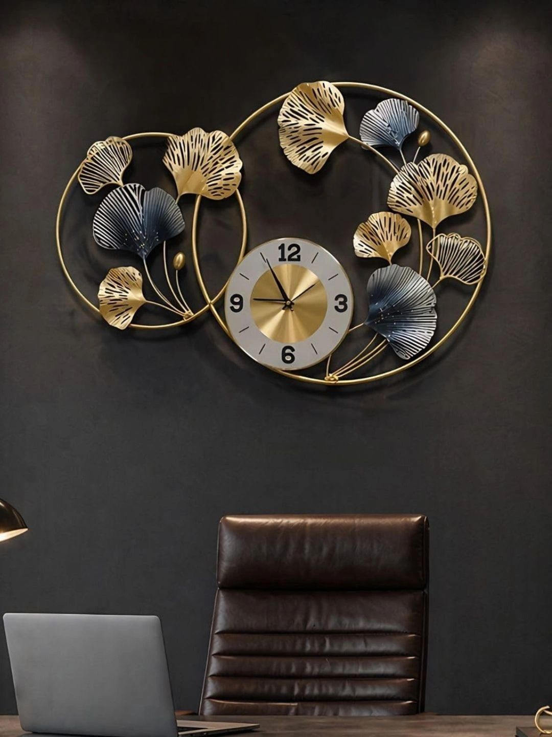 DECOR WISHES Gold-Toned Embellished Geometric Contemporary Wall Clock-image-47