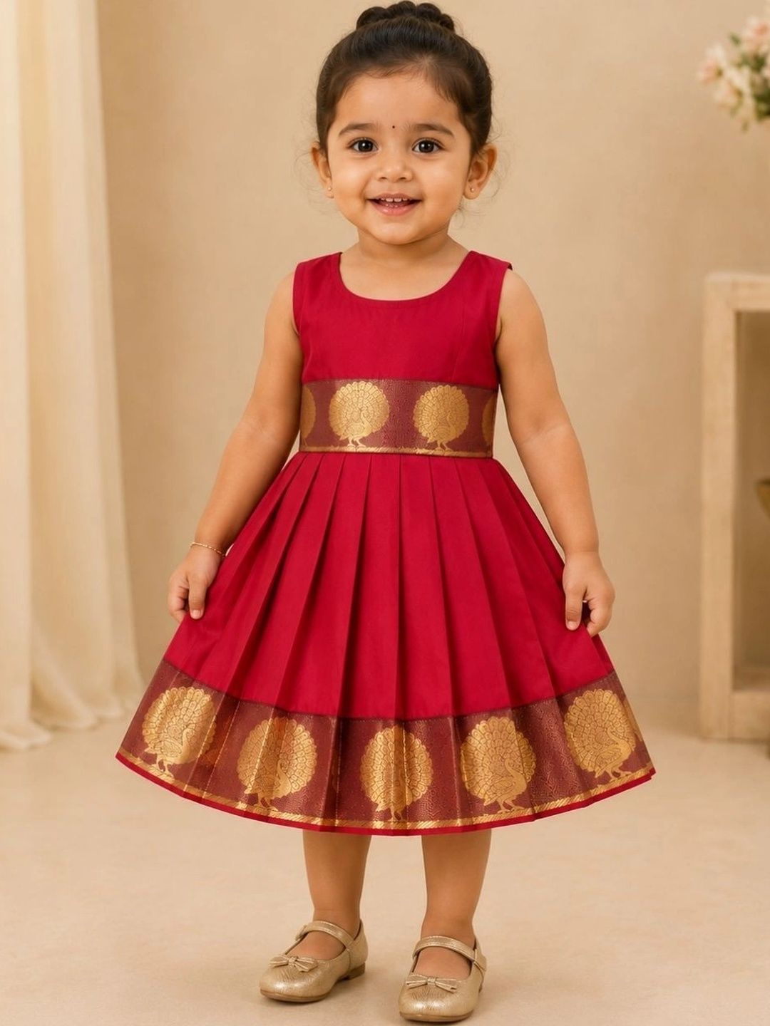 Sethukrishna Infant Girls Silk Fit & Flared Ethnic Dress-picture-23