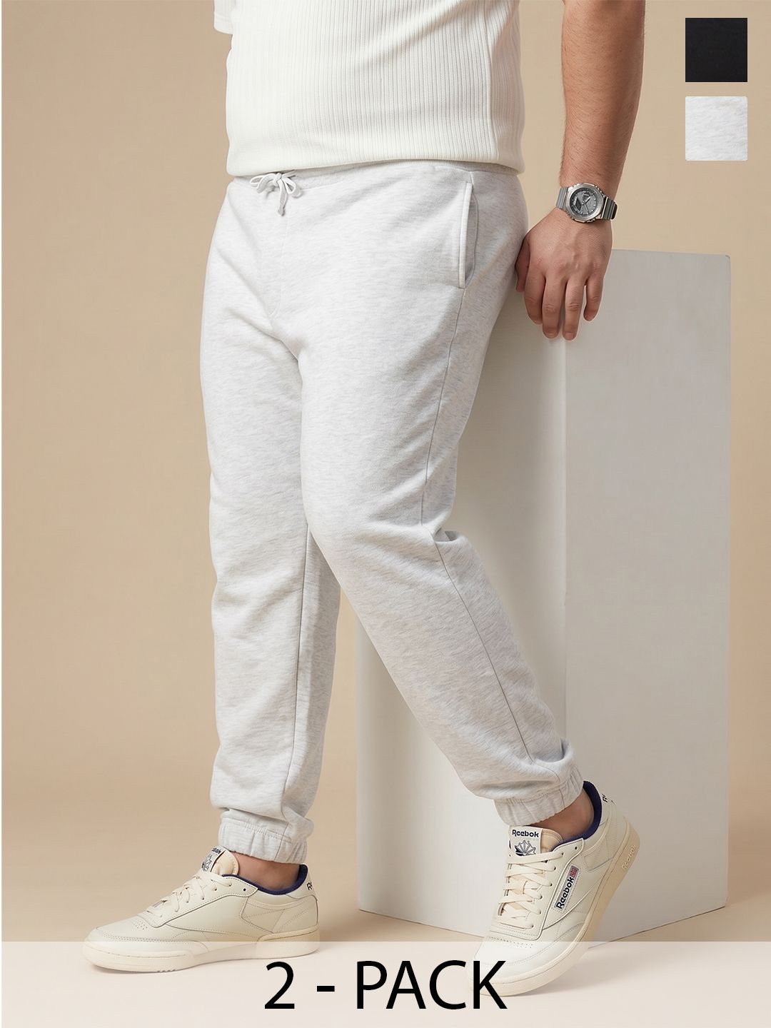 Sztori Plus Size Men Pack of 2 Pure Cotton Track Pants-picture-49