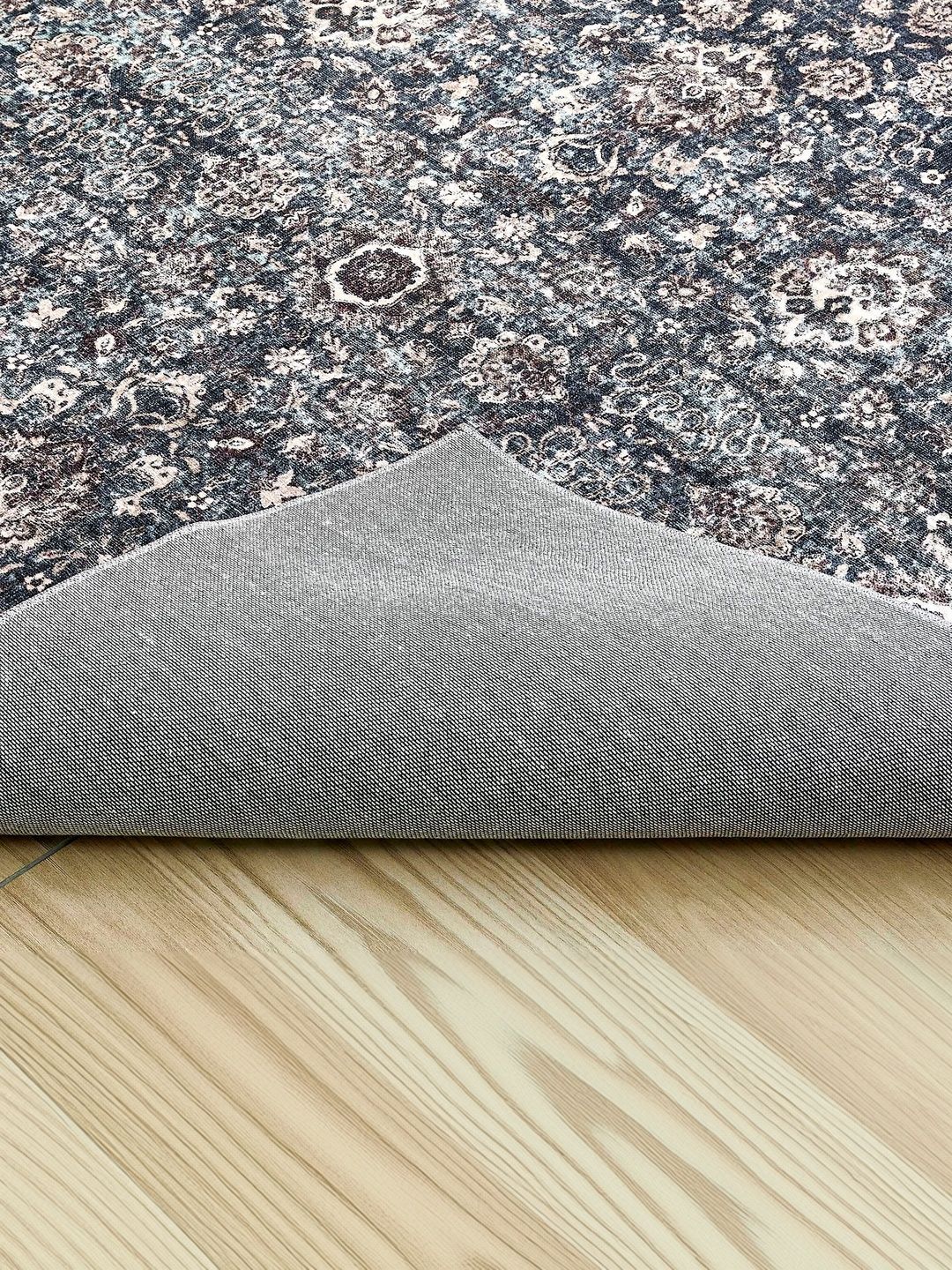 Home Centre Blue Traditional Anti-Skid Polyester Carpet-picture-17