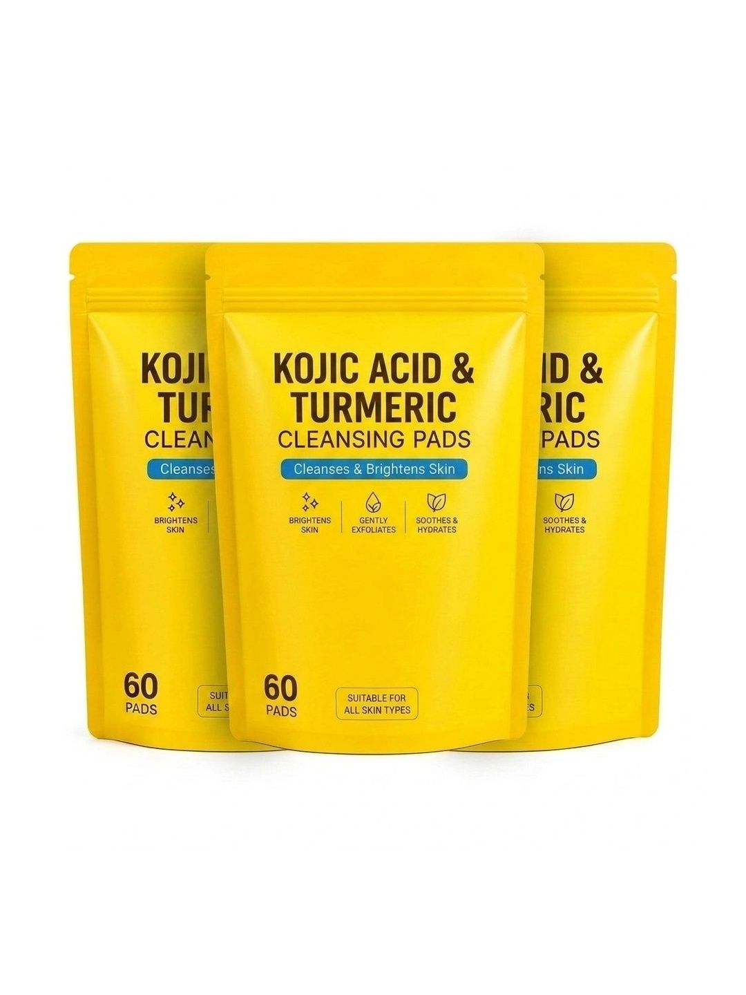 KROV'IA Set Of 3 Turmeric & Kojic Acid Face Cleansing Foaming Pads - 60Pcs Each-picture-29