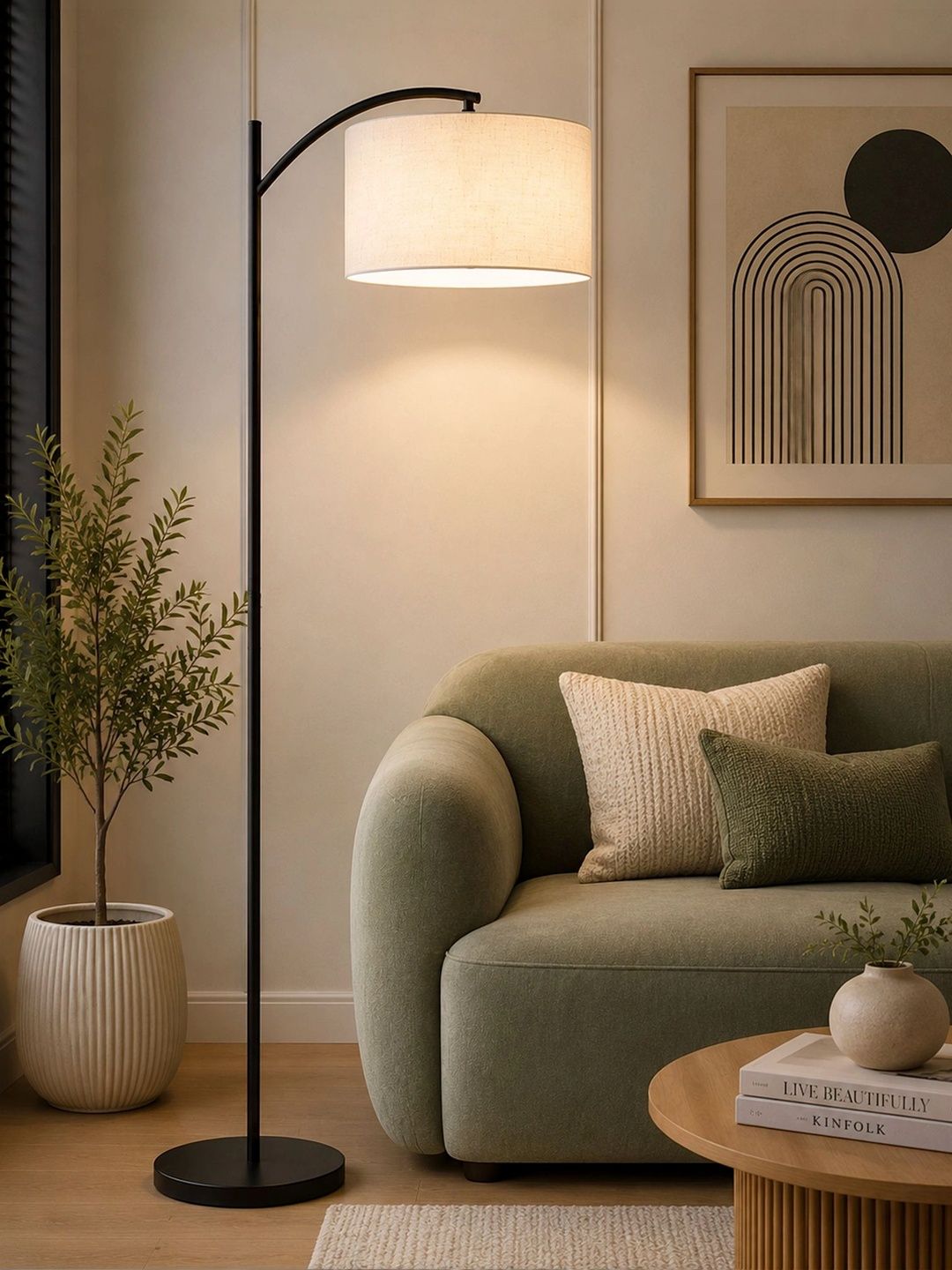 Glowhere Off White Metal Cylinder Floor Lamps-image-20