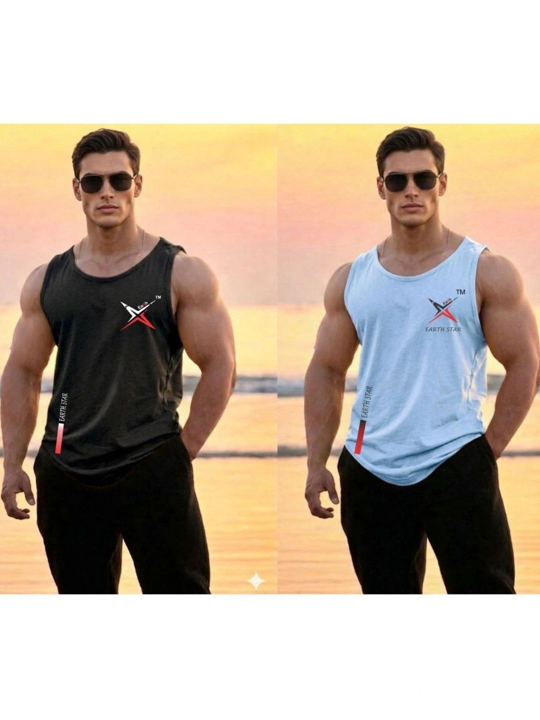 EARTH STAR Printed Cotton Gym Vest-picture-14