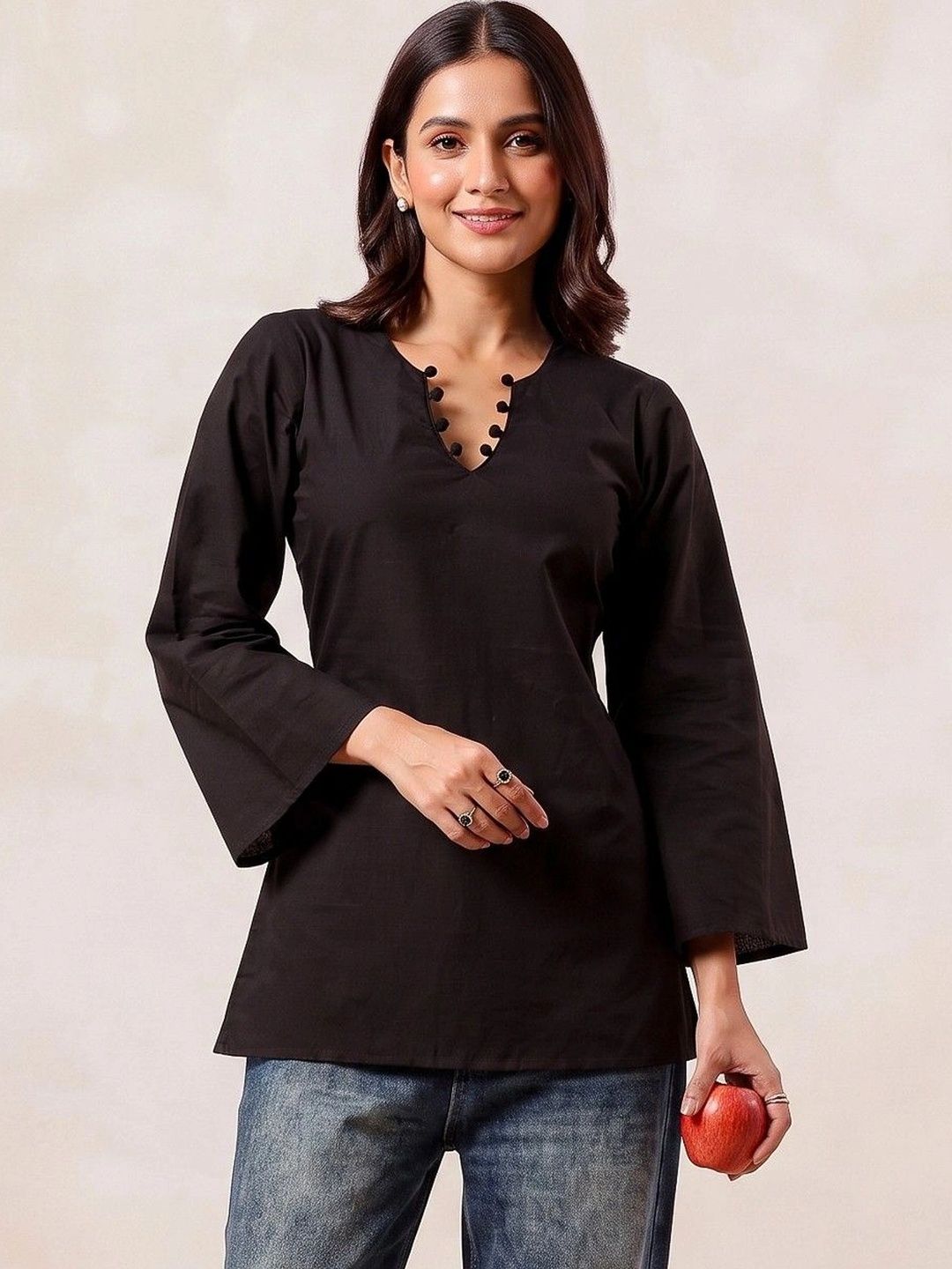 Anouk Mirage V-Neck Pure Cotton Blend Kurti-picture-47