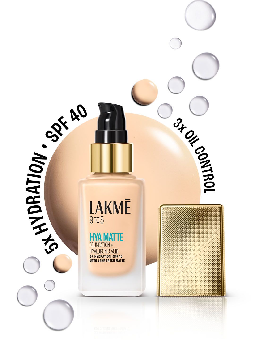 Lakme 9to5 Hya Matte Foundation With Hyaluronic Acid & SPF40 25ml - Warm Light