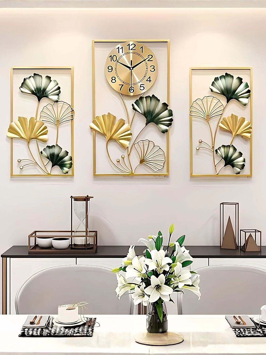 DECOR WISHES Gold-Toned Textured Wall Clock-image-46