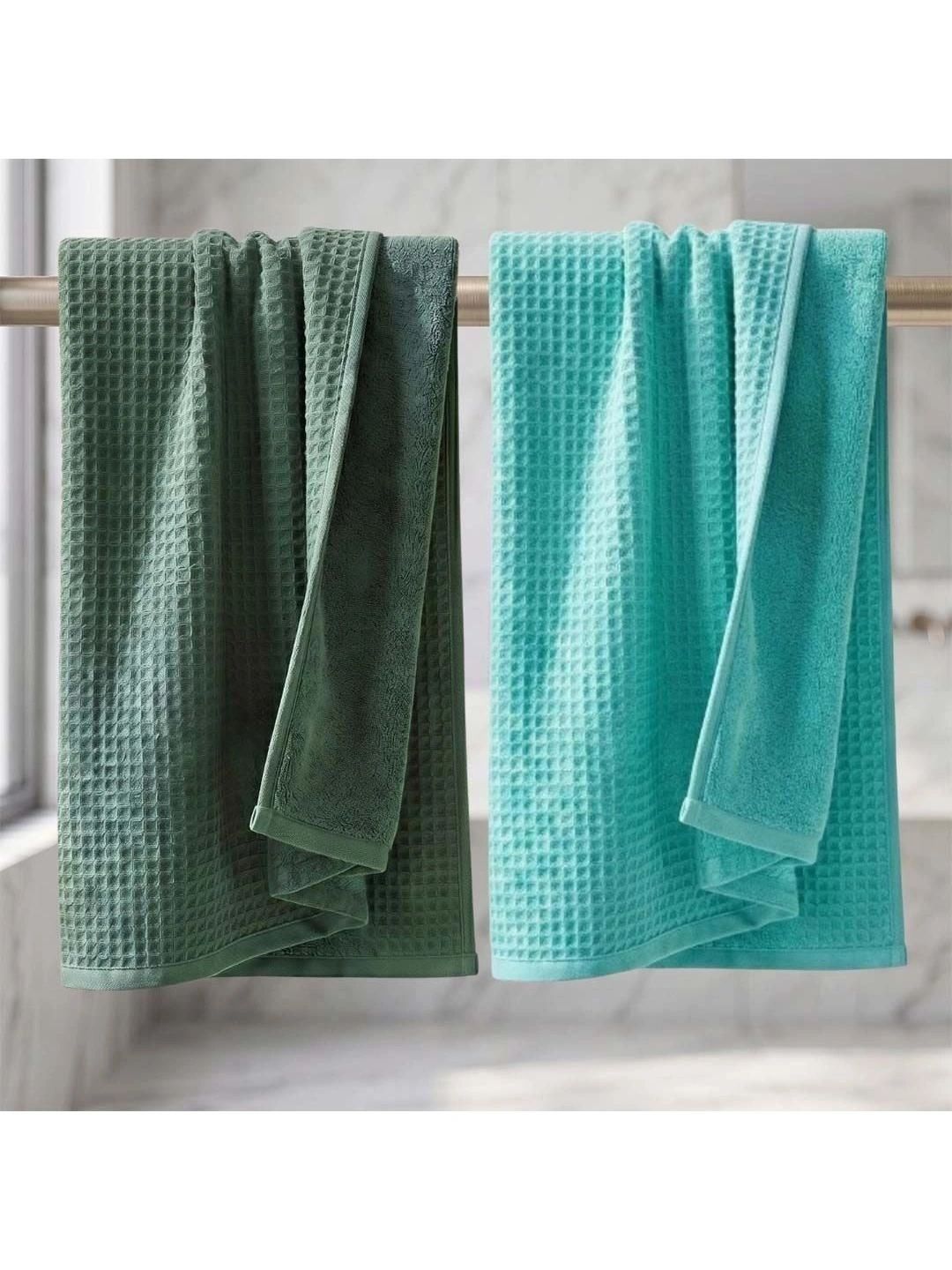 Athom Living Turquoise Blue & Green 2 Cotton 450 GSM Bath Towel-image-39