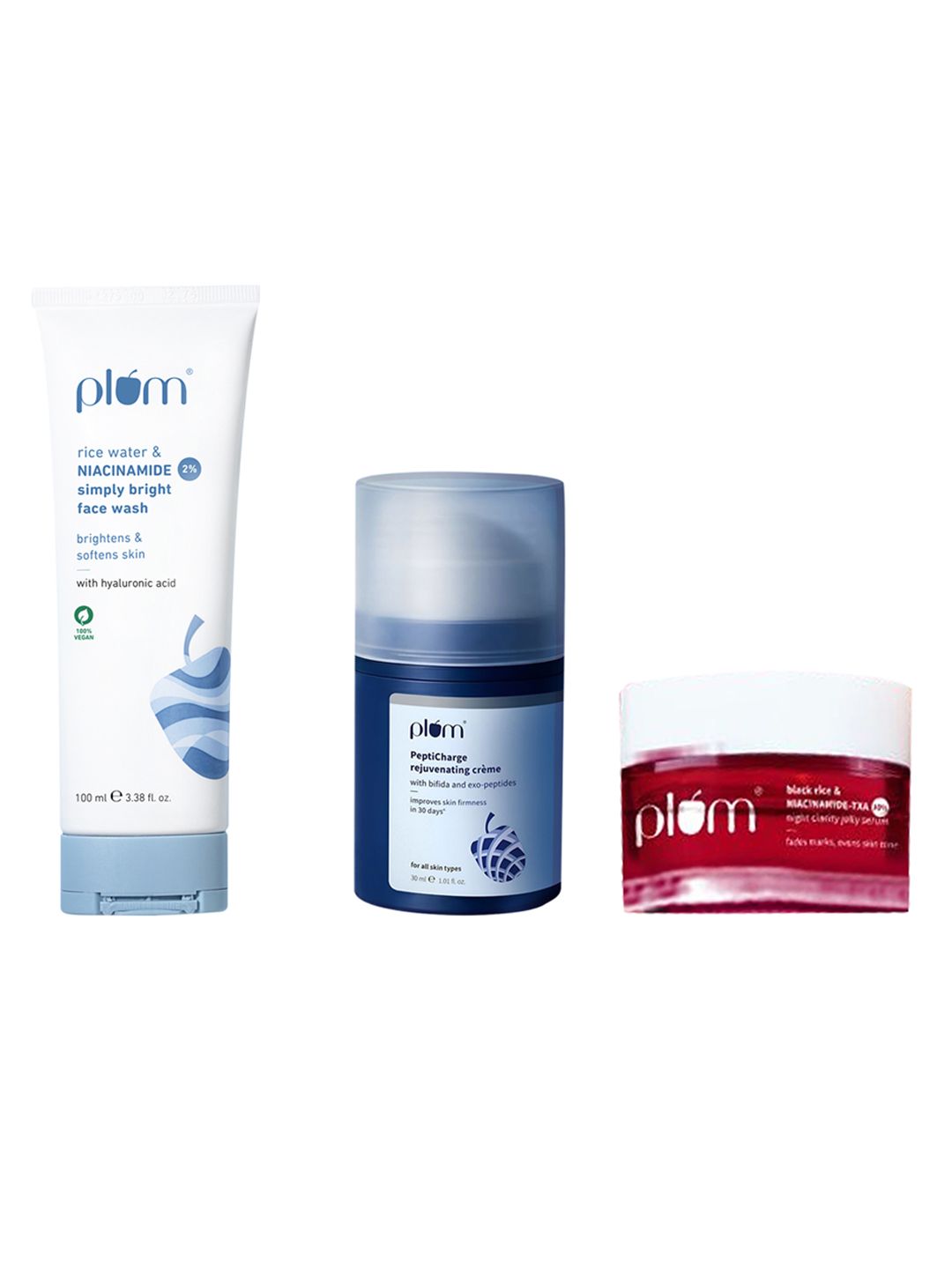 Plum 3Pc Niacinamide Face Wash Pepti Night Creme &Black Rice TXA 10% Clarity Jelly Serum-image-31