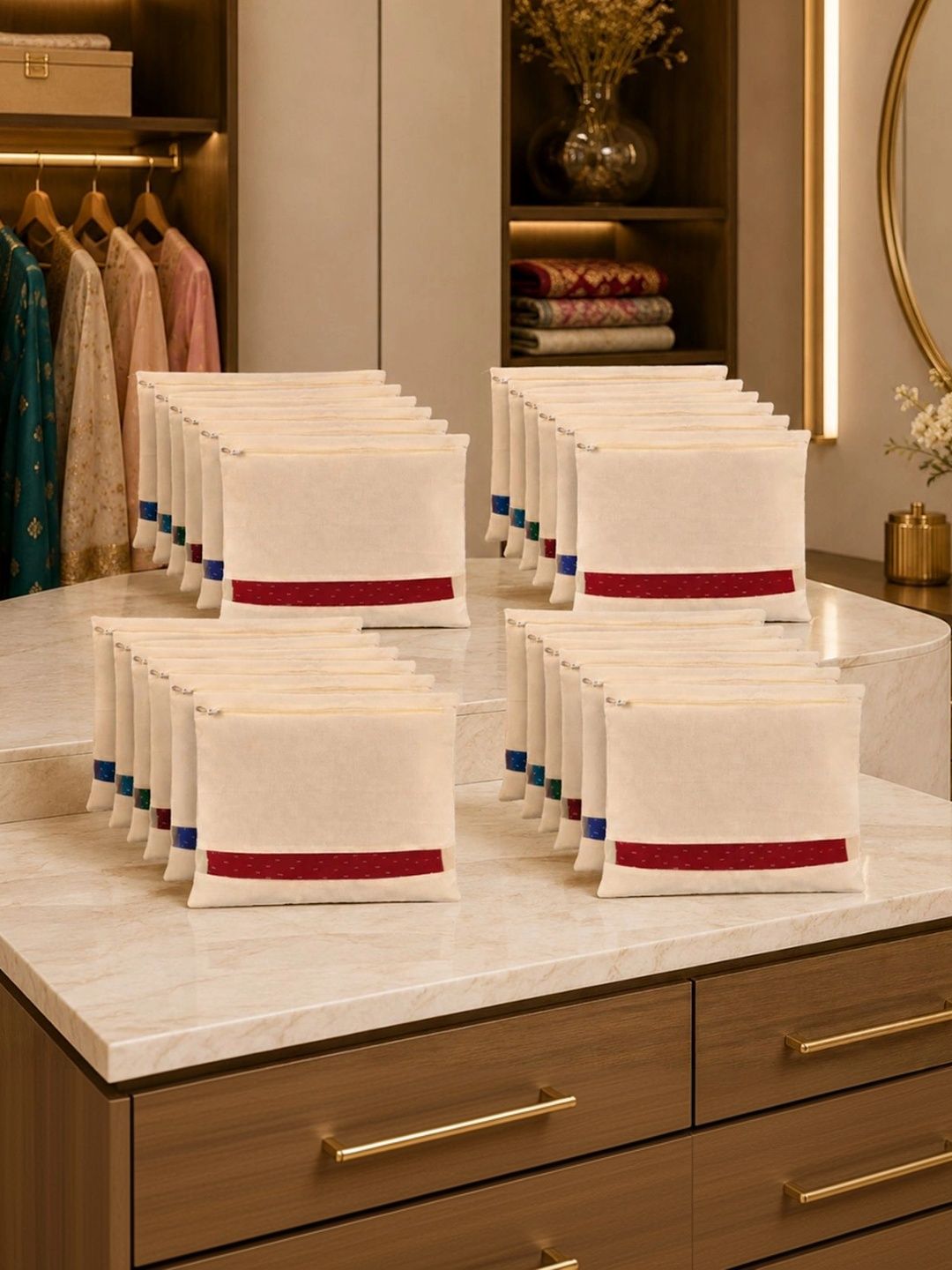 KESARI COLLECTION Beige Set of 6 Regular Multi-Utility Organisers-picture-53