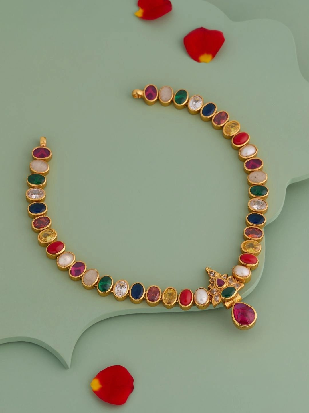 Kushal's Fashion Jewellery Sterling Silver Gold-Plated Temple Necklace-picture-15