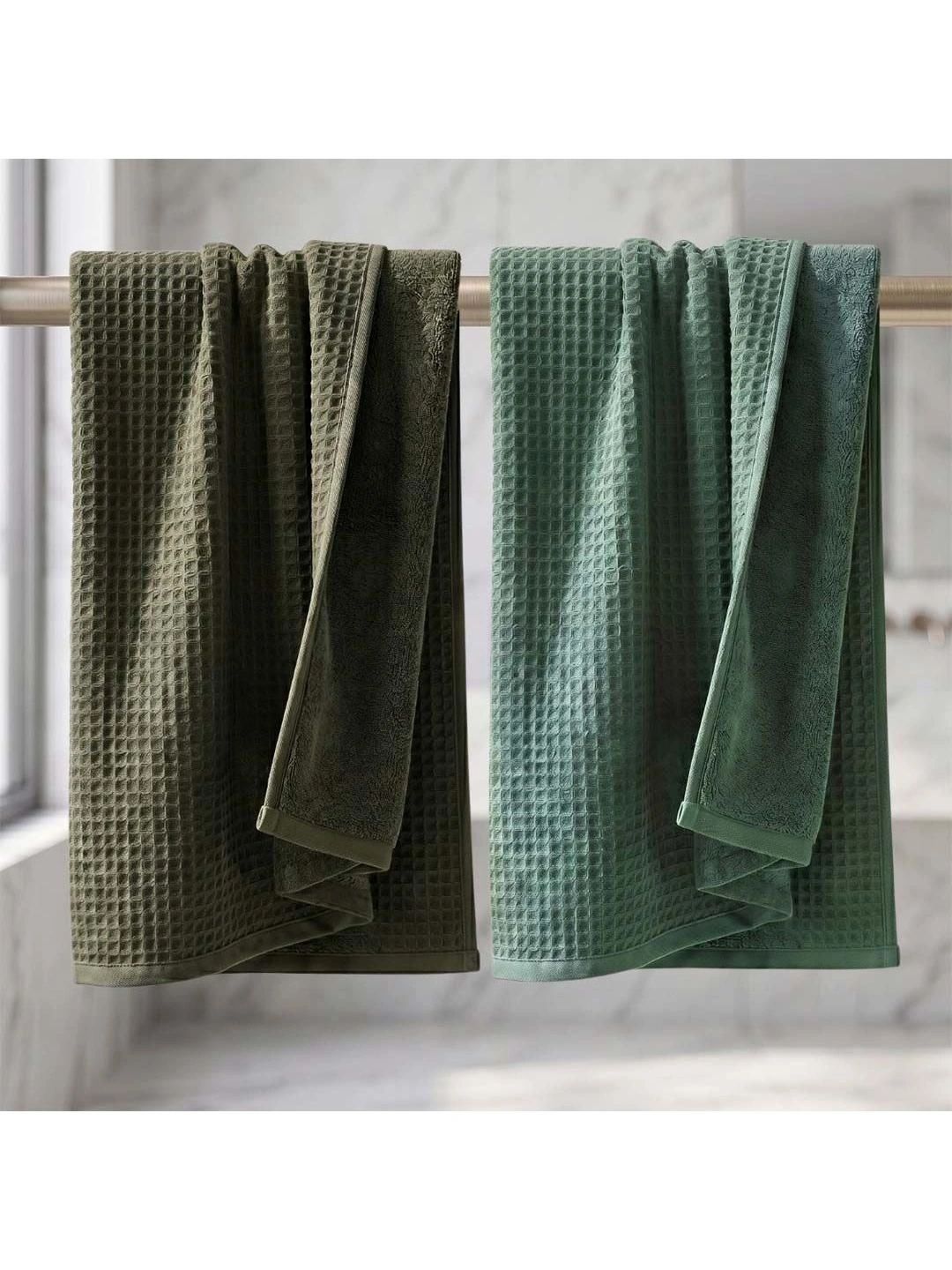 Athom Living Olive Green & Green 2 Cotton 450 GSM Bath Towel-picture-34
