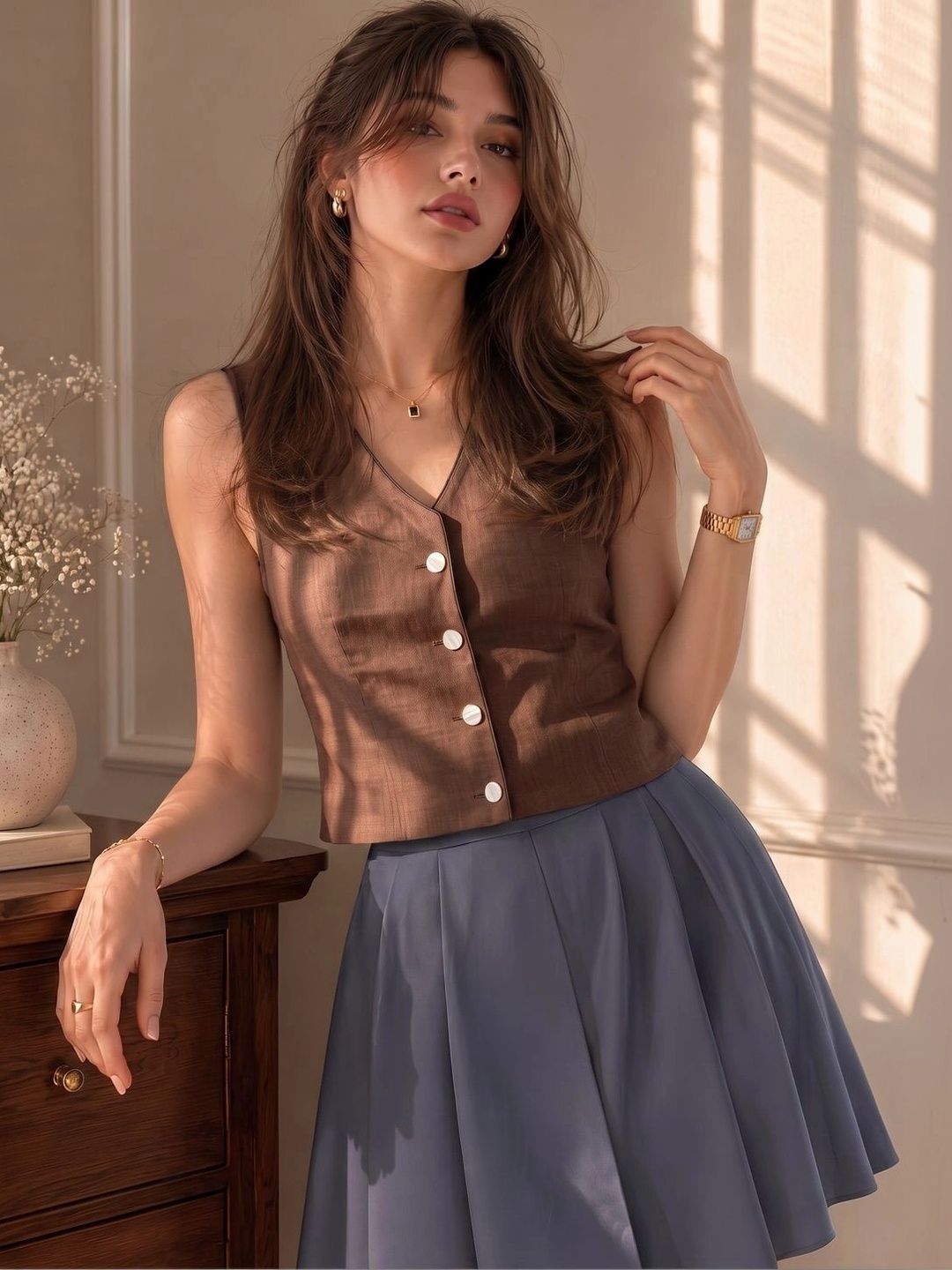 THE CLASSIC TOGS V-Neck Woven Casual Waistcoat-picture-31