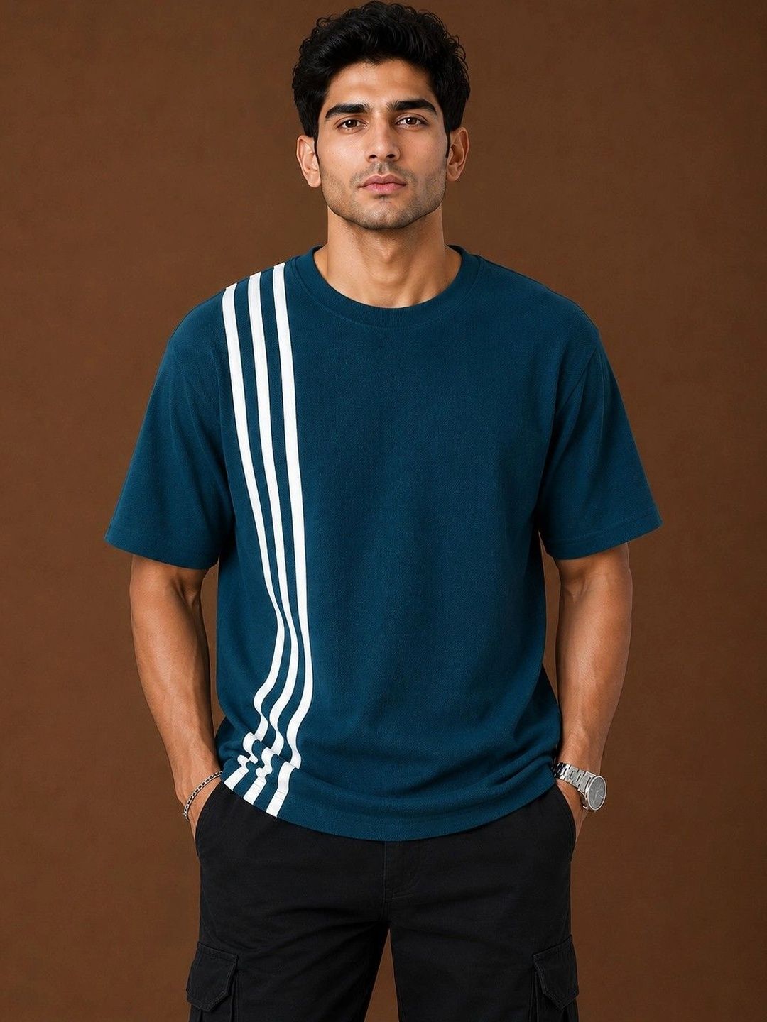 Organic Chics Men Striped T-shirt-image-14