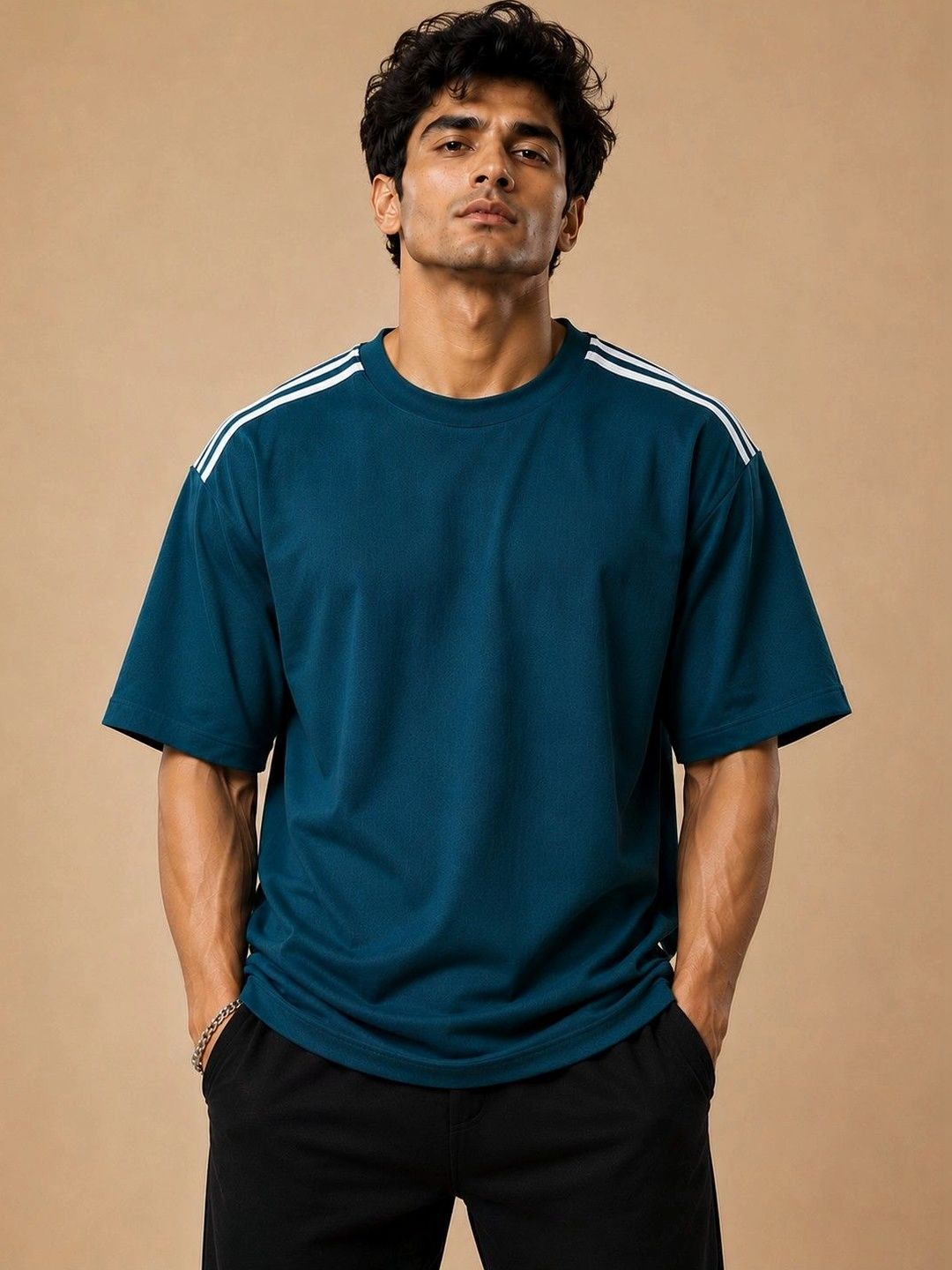 RuledBySun Men Brand Logo Drop-Shoulder Sleeves T-shirt-picture-39