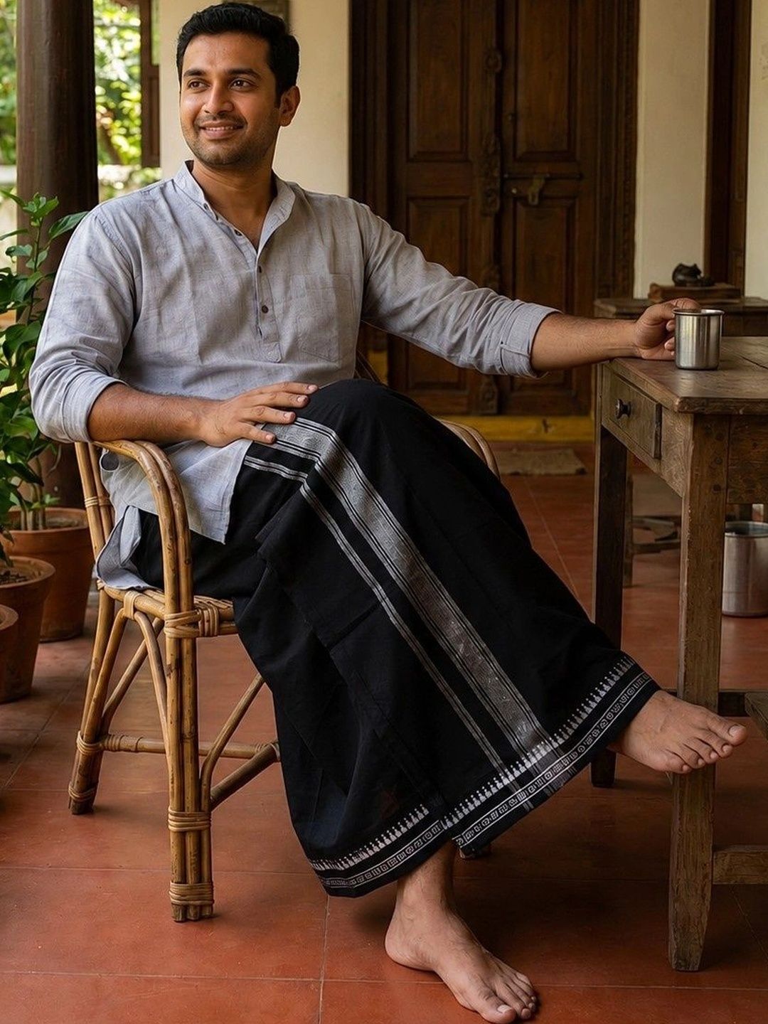 Sharan Elegance Men Striped Cotton Dhoti Dhotis-picture-20