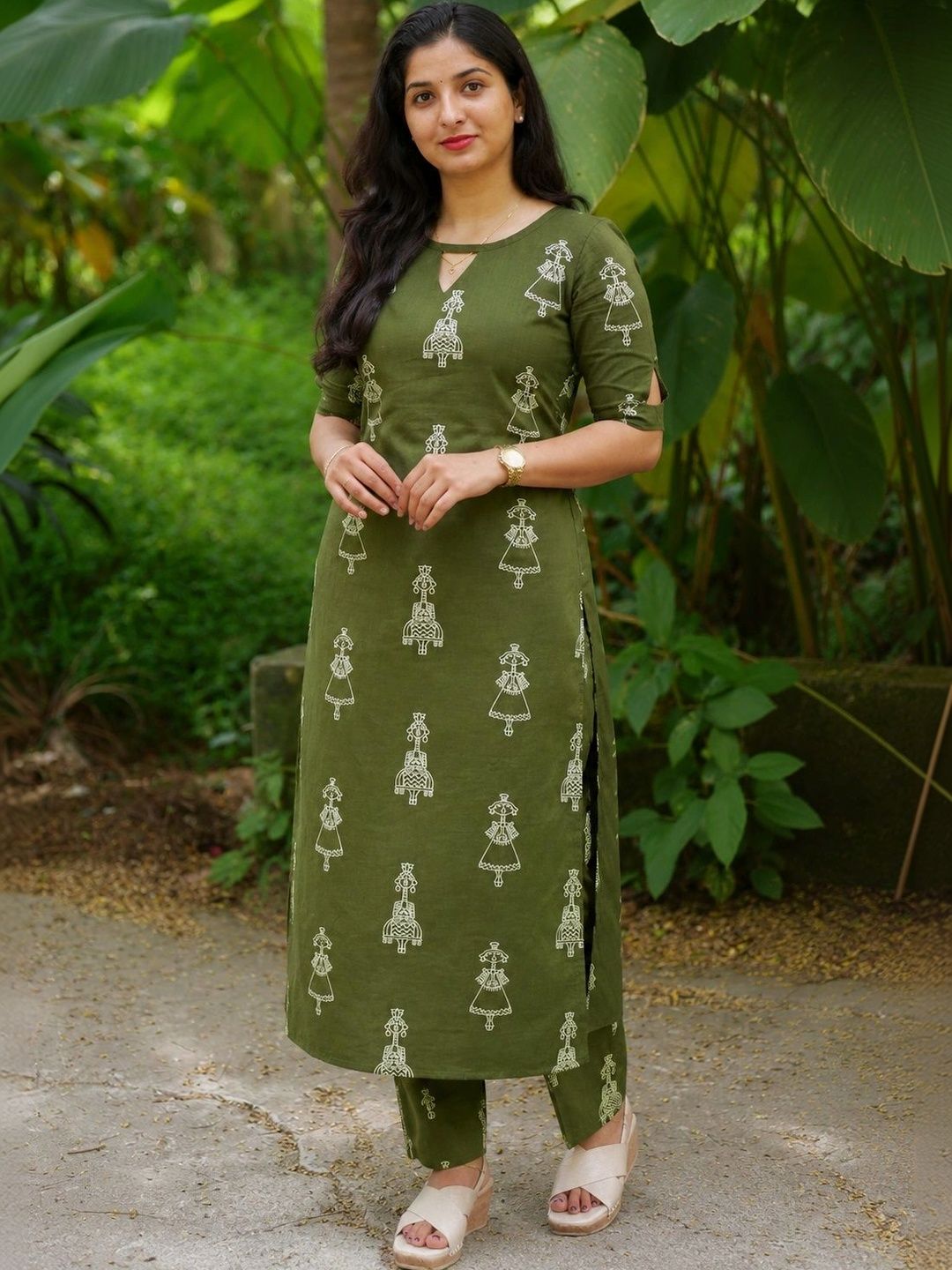 Twika Women Ethnic Motifs Printed Regular Kurta with Trousers-picture-34