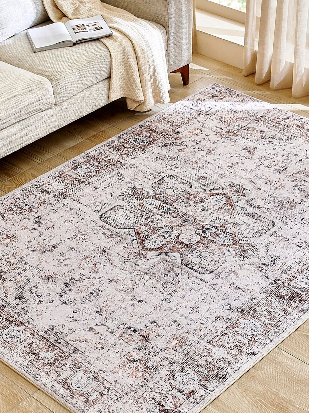 Home Centre Beige Traditional Polyester Carpet-picture-18