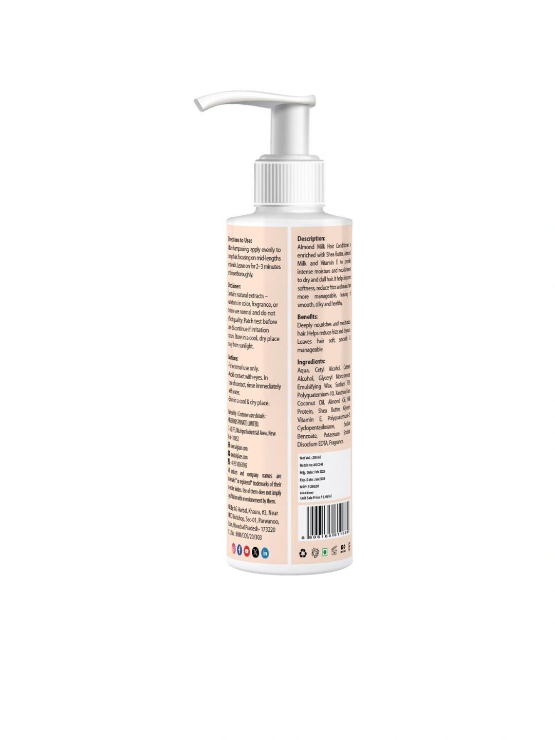 ALGLAZE Almond Milk Hair Conditioner - 200 ml-picture-20