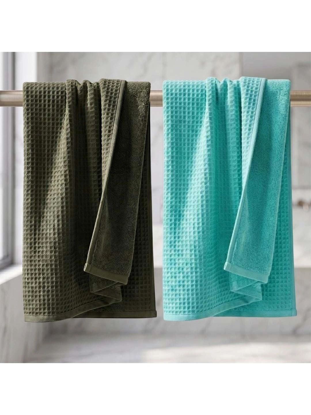 Athom Living Blue & Green 2 Cotton 450 GSM Bath Towel-picture-51