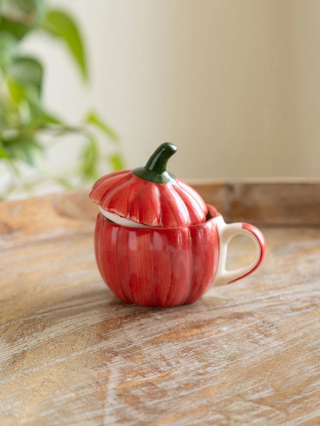 ExclusiveLane Red & Green Crafted Ceramics Textured Ceramic Glossy Cups Set of Cups and Mugs-image-15