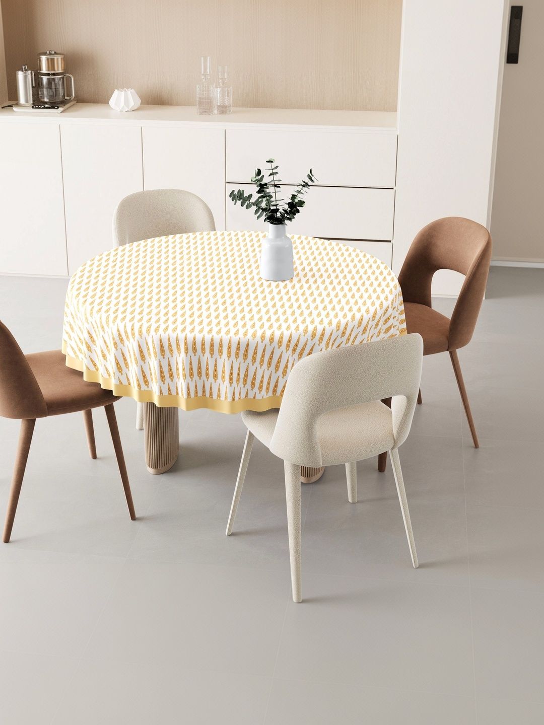 Texstylers Gold-Toned Cotton Round 4-Seater Table Cover-picture-39