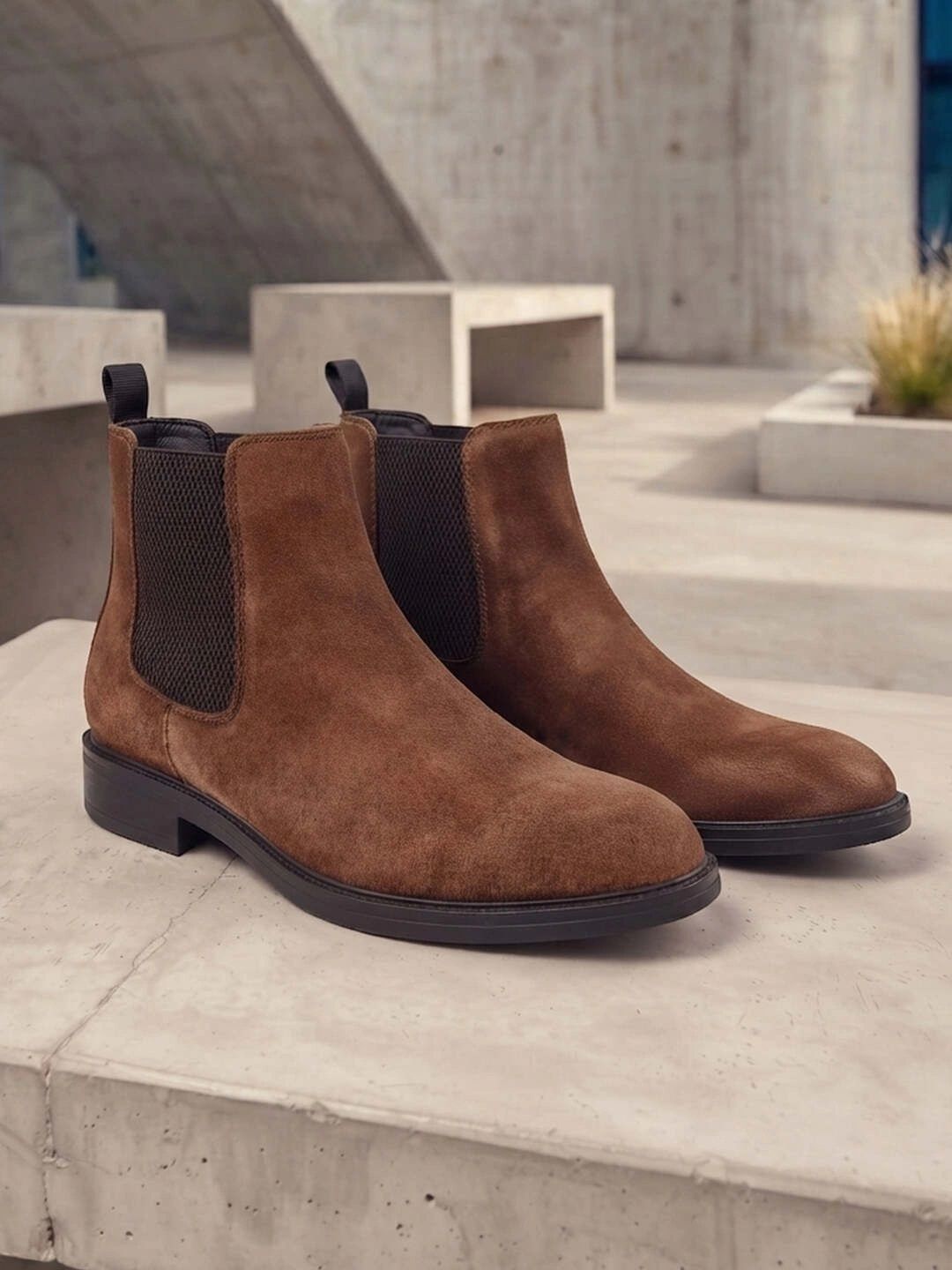 Mochi Men Suede Round Toe Slip-On Derbys Formal Shoes-image-41