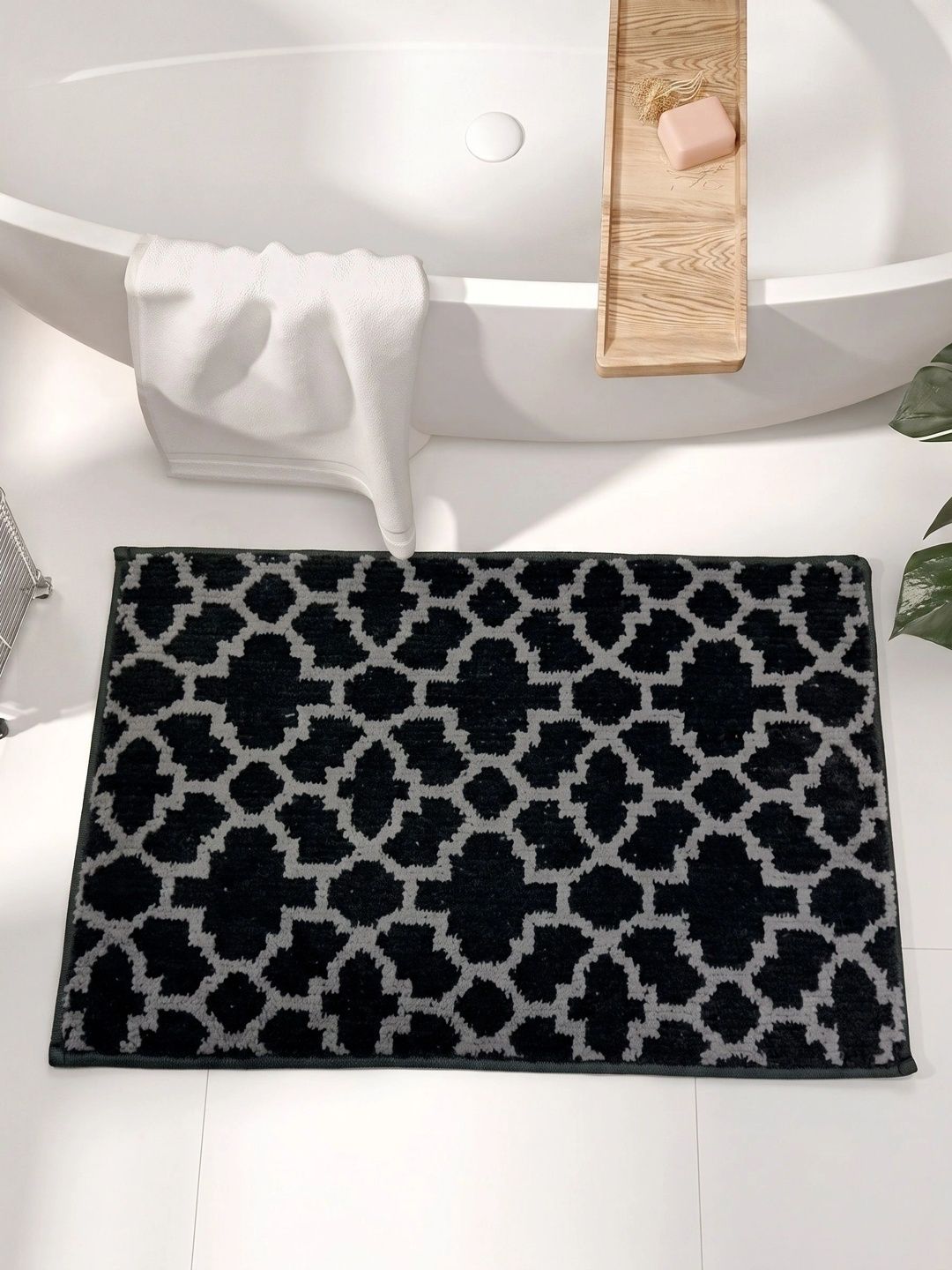 DREAM LIVING Grey Mugal Jali Anti-Skid Microfiber Floor Bath Mat-picture-9