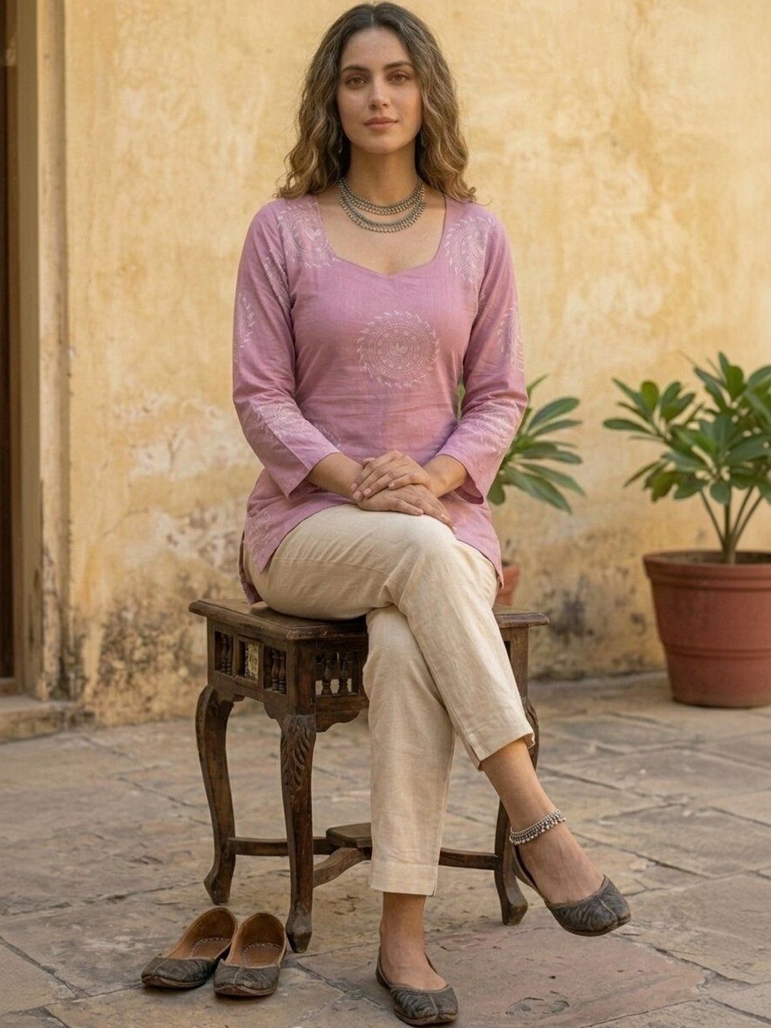 Anouk Rustic Ethnic Motifs Printed Square Neck Pure Cotton Kurti-picture-28