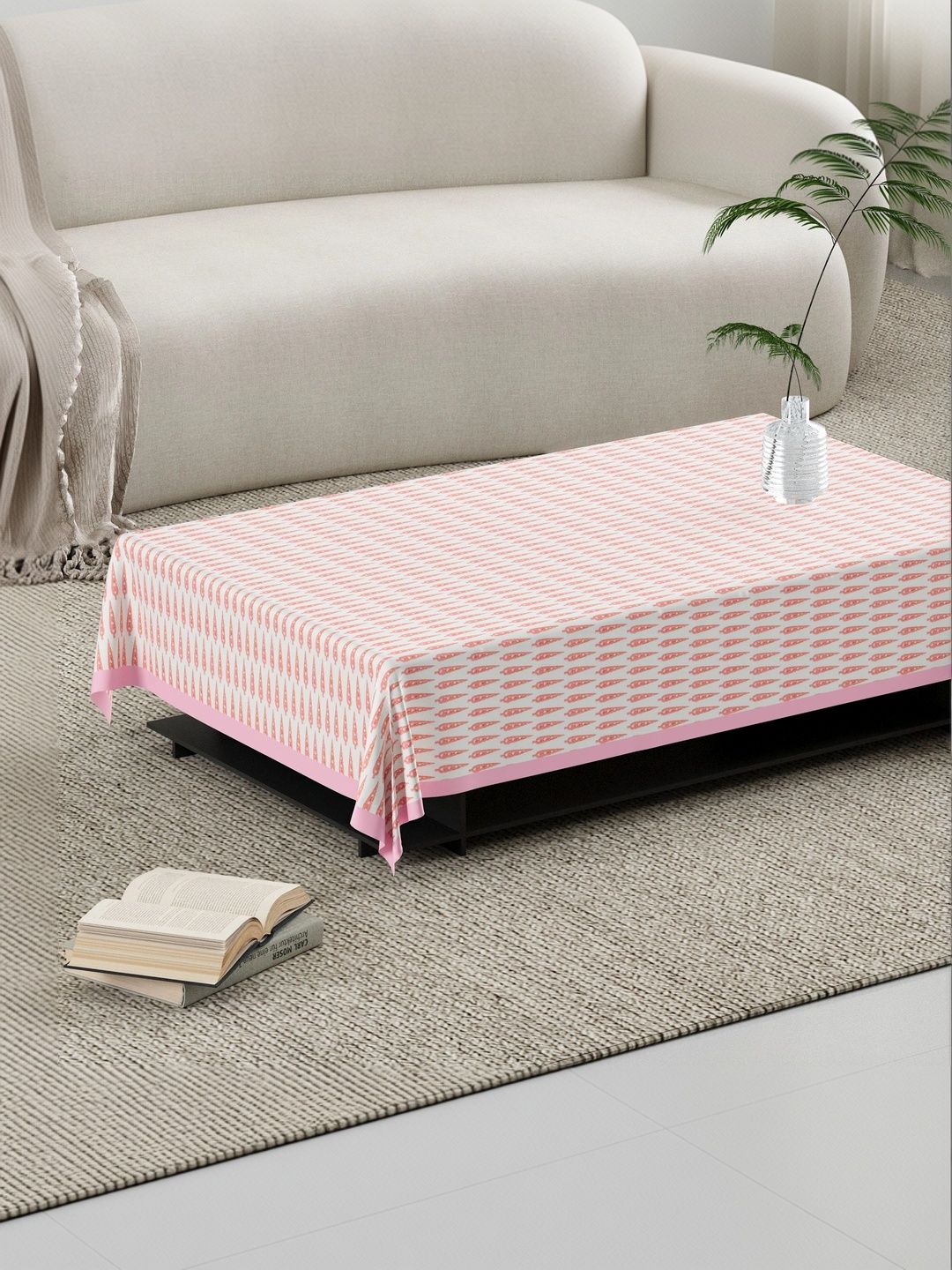 Texstylers Pink Cotton 4-Seater Table Cover-picture-14
