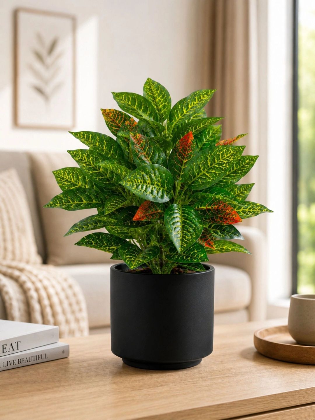 ARTSY Multicoloured 1 Pieces Croton Artificial Plant With Pot-picture-46