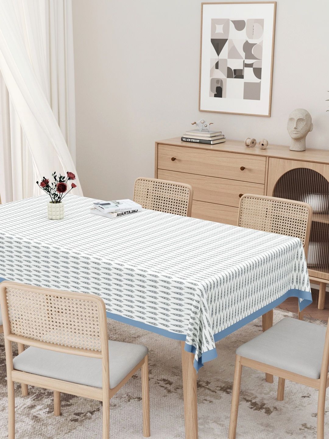 Texstylers Grey Cotton 6-Seater Table Cover-picture-48