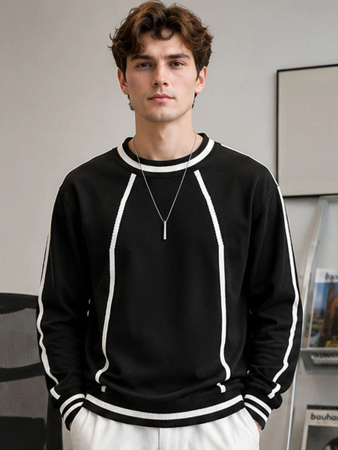 StyleCast Men Striped Longline Pullover-picture-10