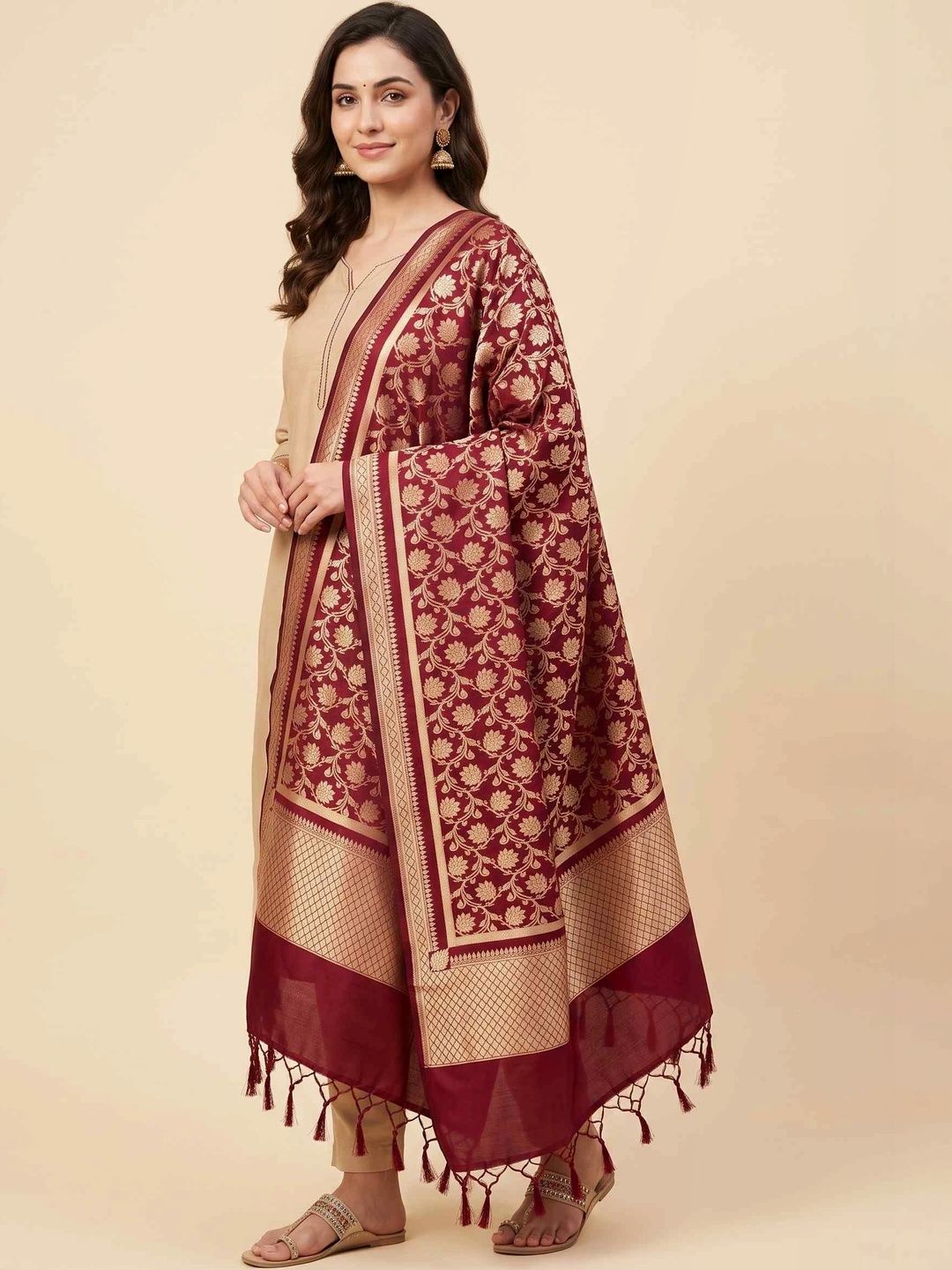 Banarasi Style Woven Design Dupatta with Zari-picture-36