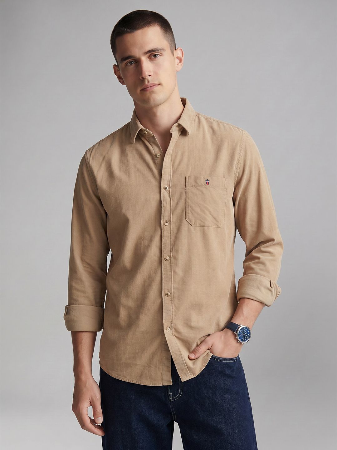Louis Philippe Sport Textured Pure Cotton Casual Shirt-image-37