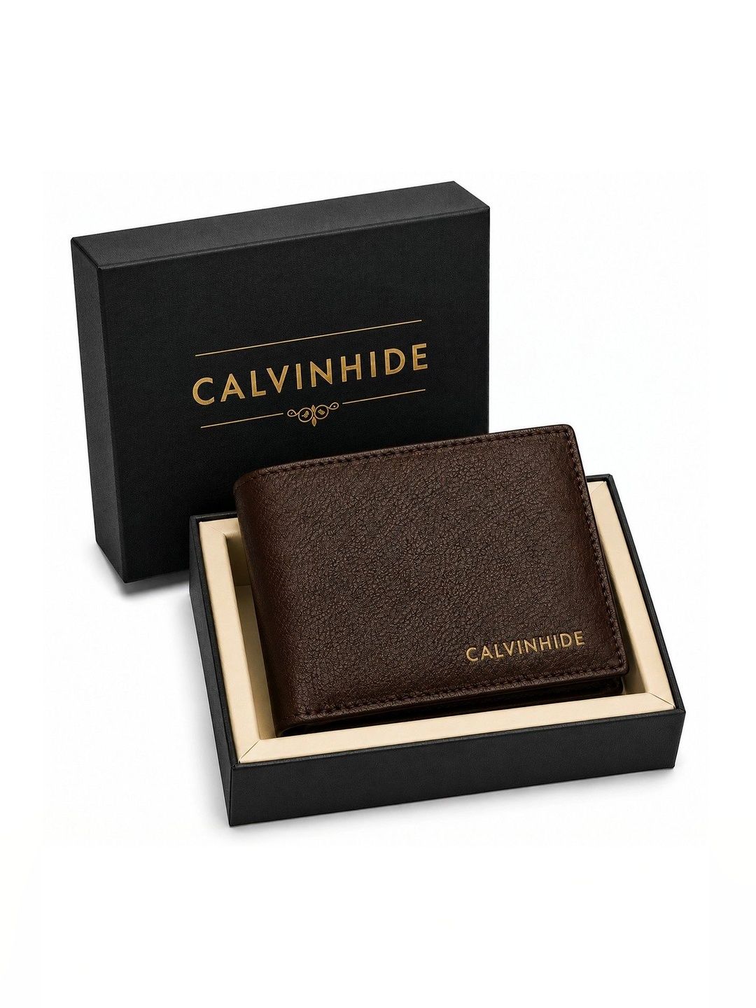 Calvinhide Men Textured Leather Two Fold Wallet-image-34