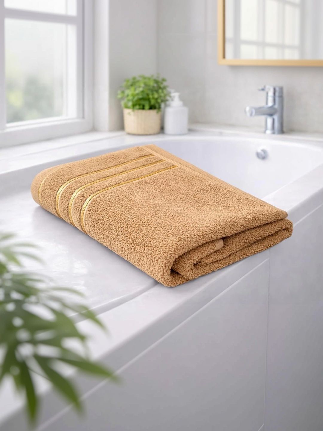 Blissful Creations Brown 1 Striped Cotton 450 GSM Bath Towel-picture-15