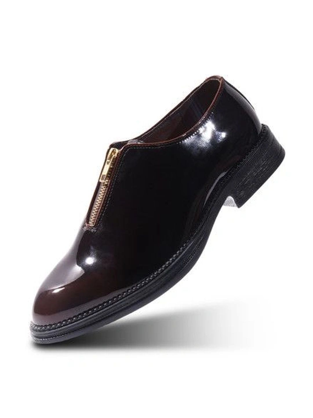 MONKSTORY Burgundy Atelier 1937 Zip Up Glossy Oxford Slip-Ons-image-35