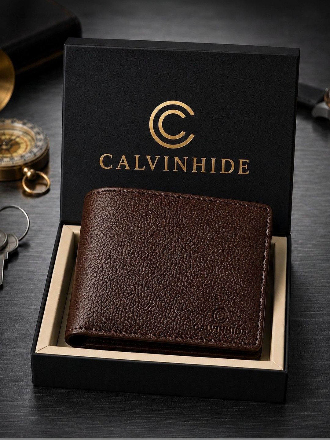 Calvinhide Men Textured Leather Two Fold Wallet-picture-16