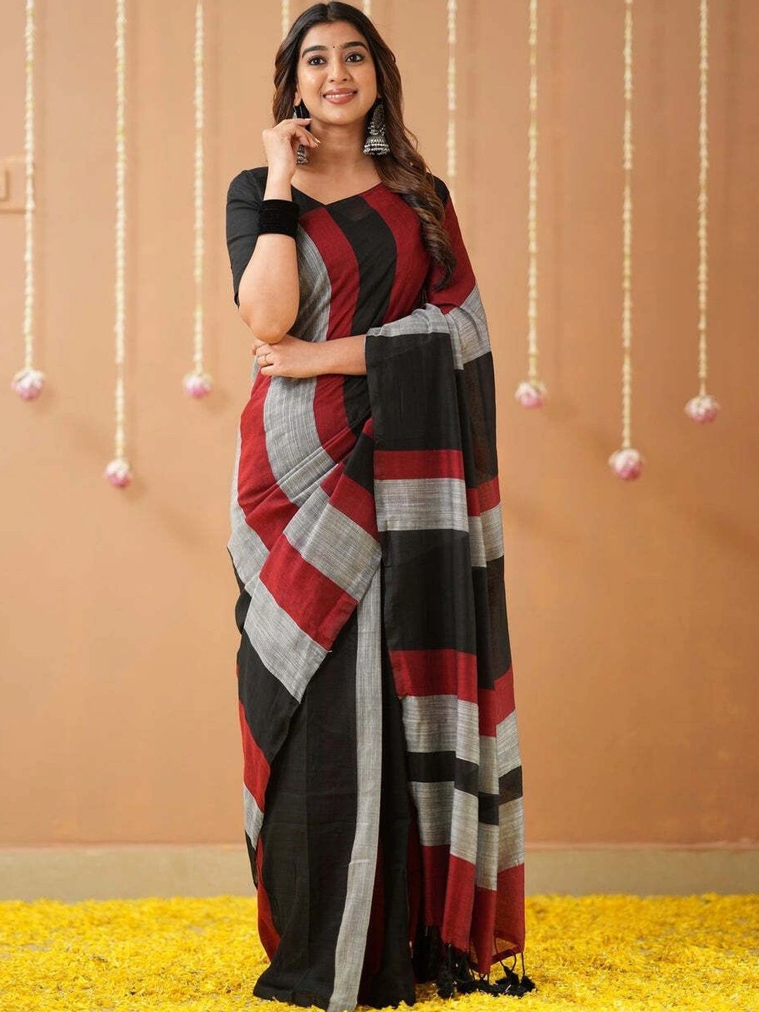 SUSHRITA BOUTIQUE Striped Pure Cotton Saree-picture-57
