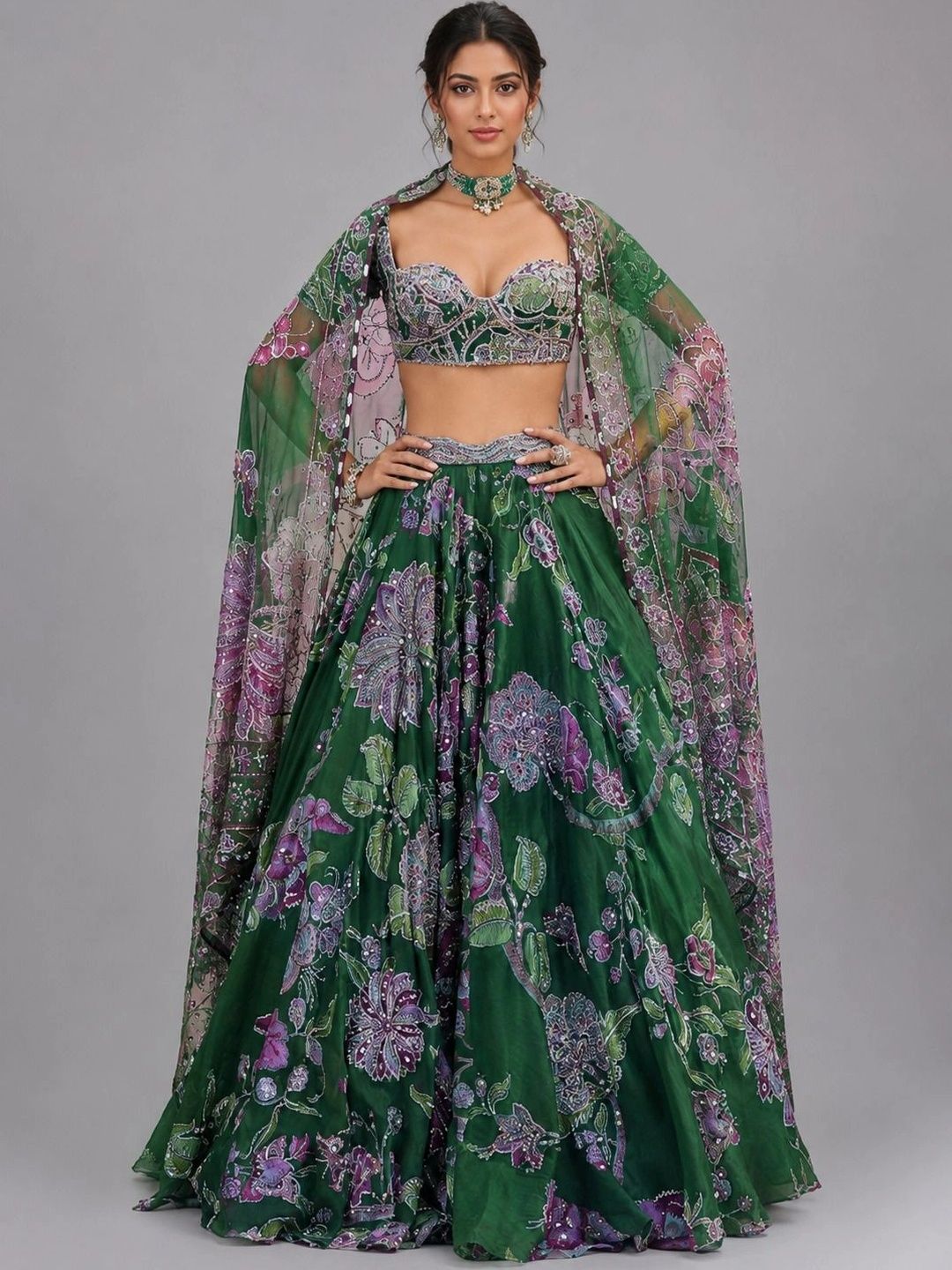 KALINI Embellished Sequinned Semi-Stitched Lehenga & Unstitched Blouse With Dupatta-picture-30
