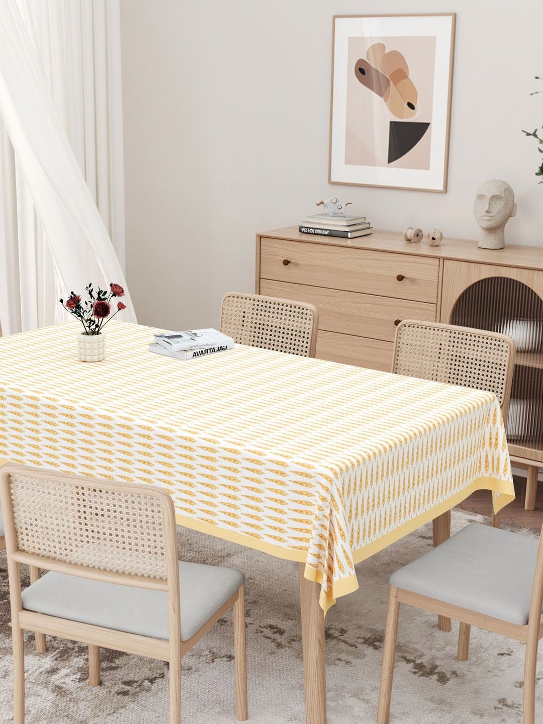 Texstylers Gold-Toned Cotton 8-Seater Table Cover-image-40